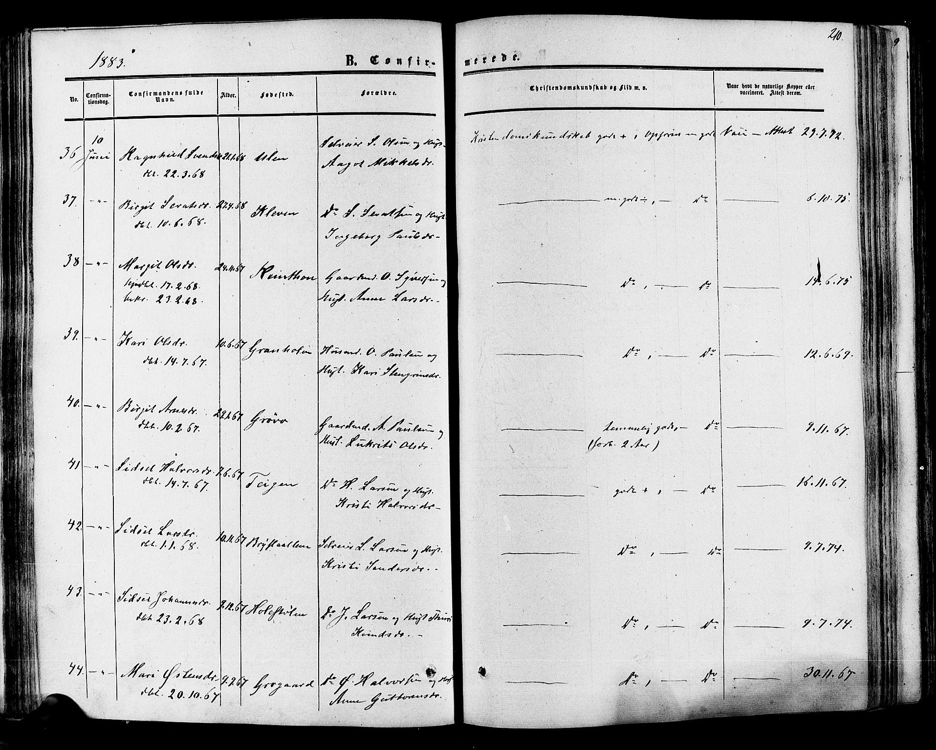 Hol kirkebøker, SAKO/A-227/F/Fa/L0002: Parish register (official) no. I 2, 1870-1886, p. 210