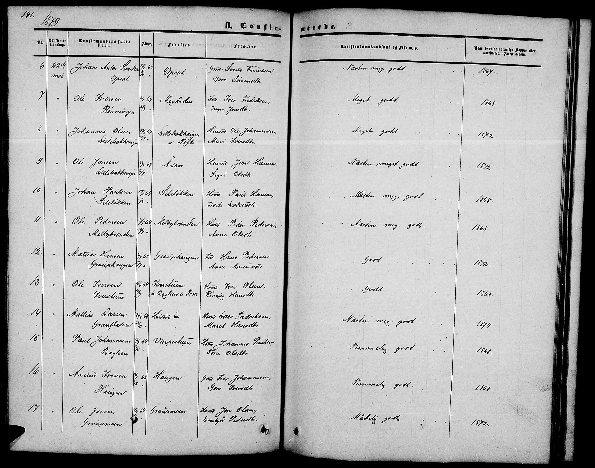 Nord-Fron prestekontor, AV/SAH-PREST-080/H/Ha/Hab/L0002: Parish register (copy) no. 2, 1851-1883, p. 181