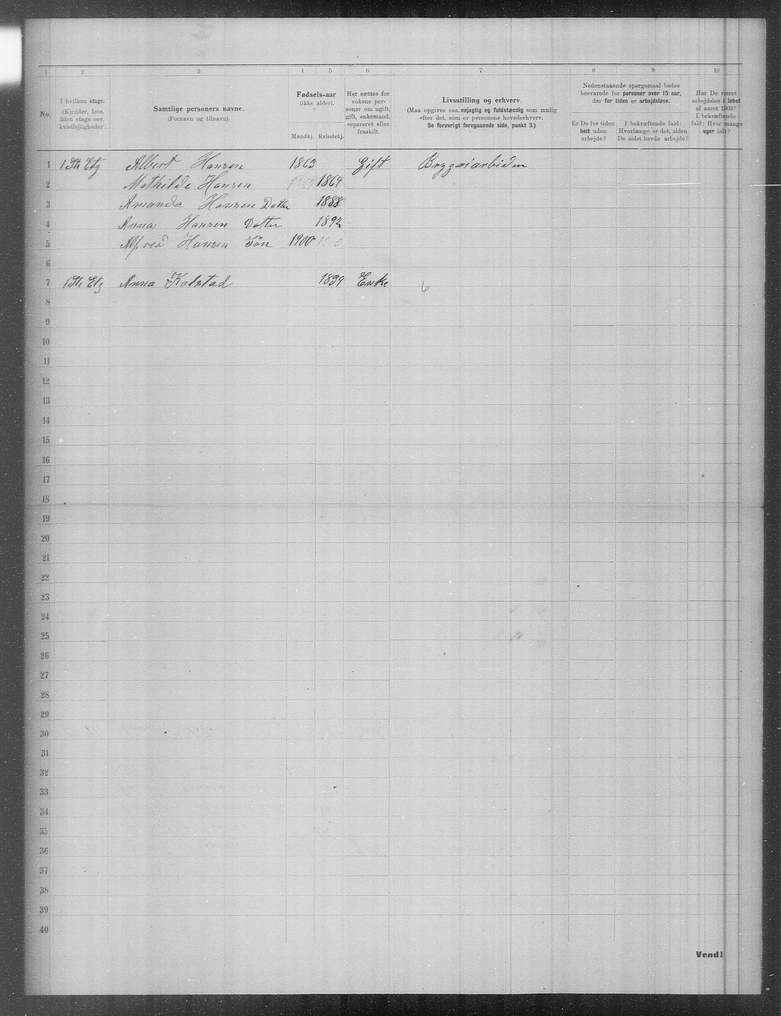 OBA, Municipal Census 1903 for Kristiania, 1903, p. 1791