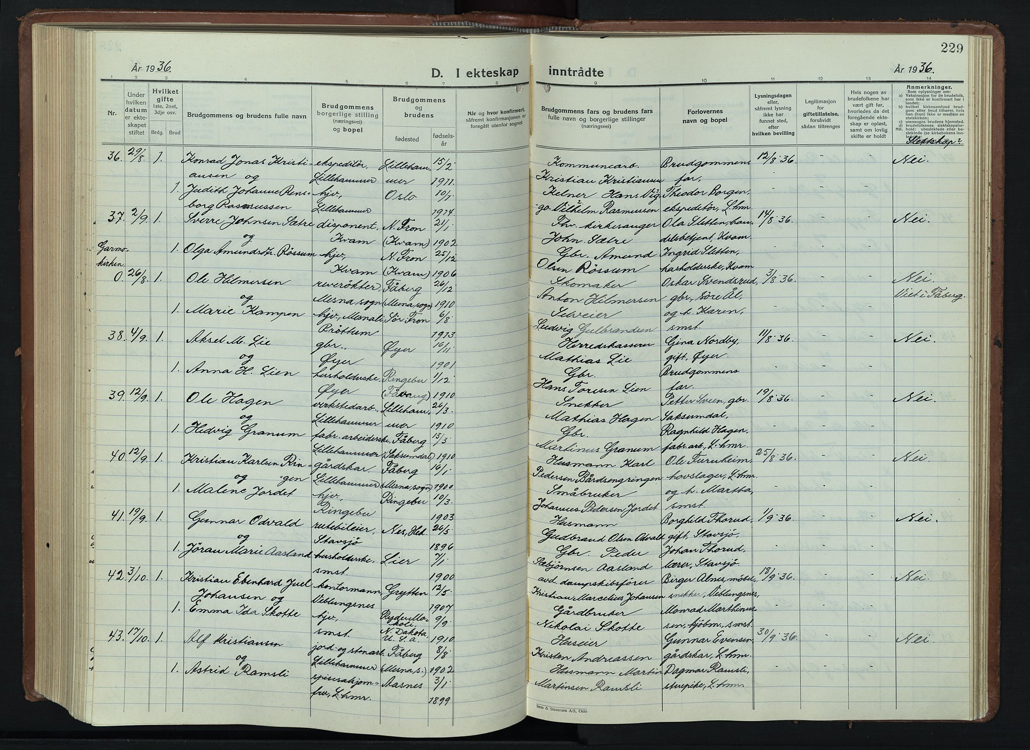 Lillehammer prestekontor, AV/SAH-PREST-088/H/Ha/Hab/L0003: Parish register (copy) no. 3, 1927-1943, p. 229