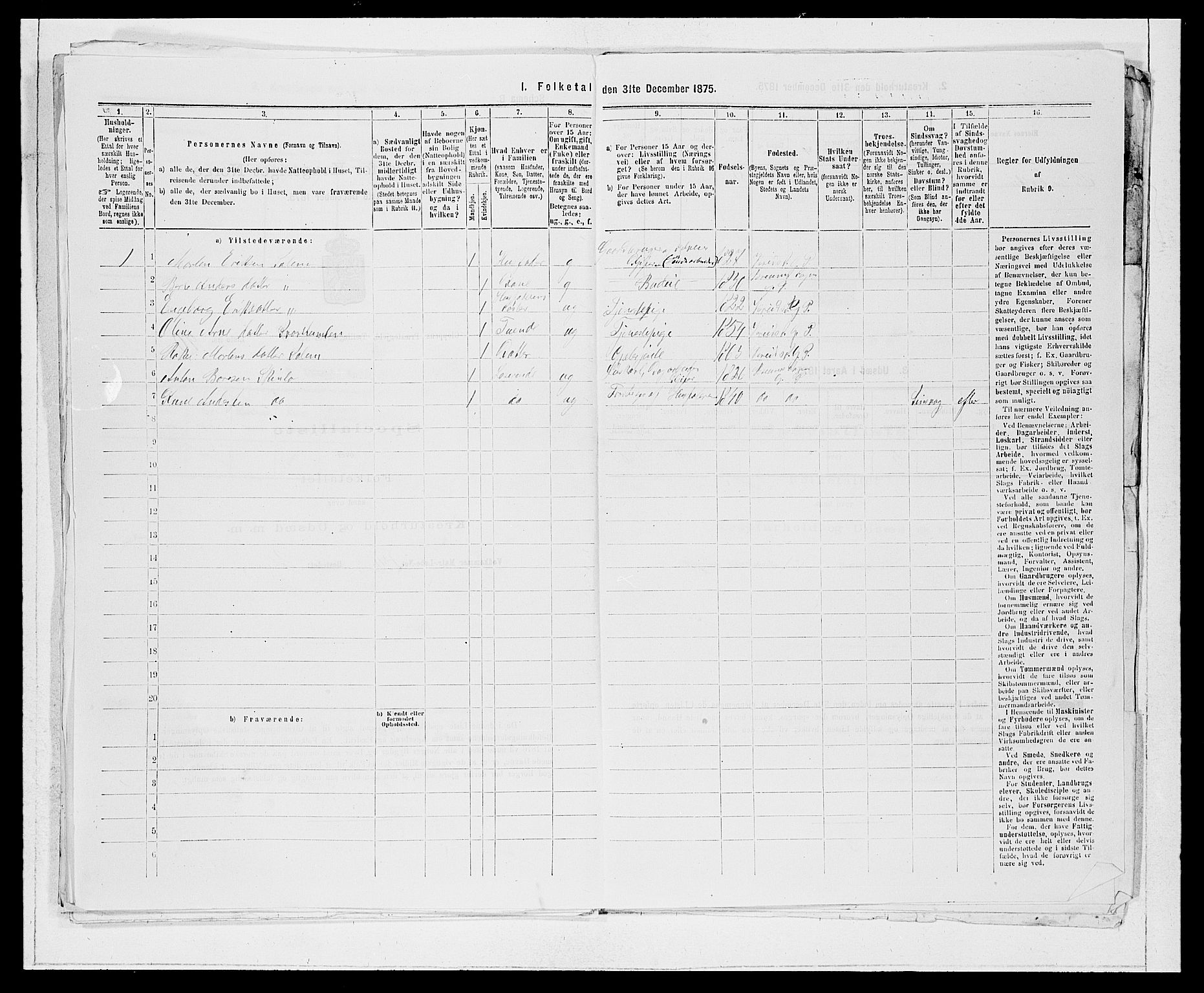 SAB, 1875 Census for 1445P Gloppen, 1875, p. 938