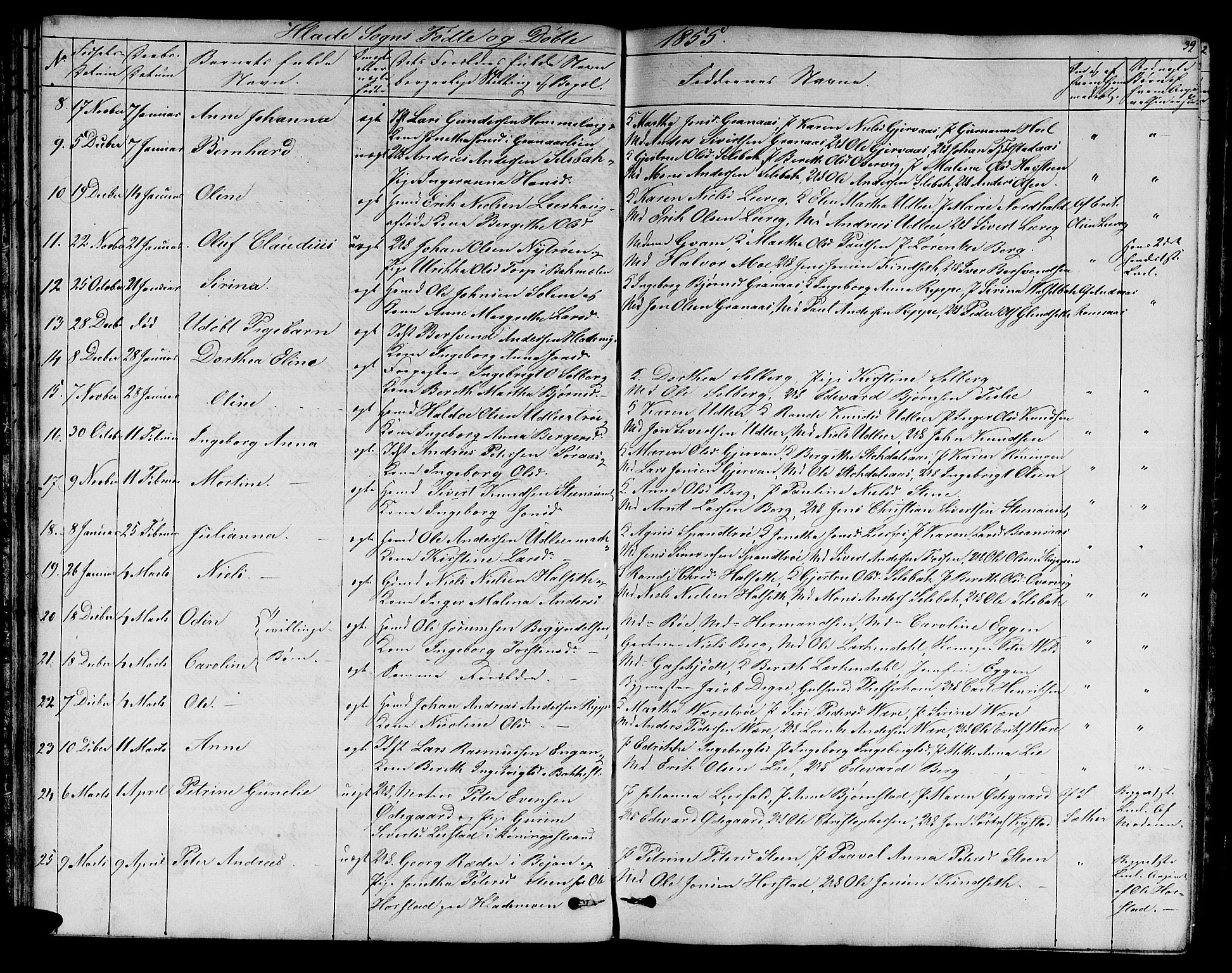 Ministerialprotokoller, klokkerbøker og fødselsregistre - Sør-Trøndelag, SAT/A-1456/606/L0310: Parish register (copy) no. 606C06, 1850-1859, p. 39