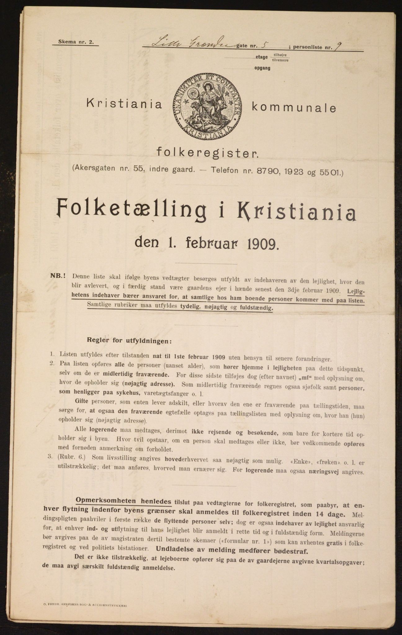 OBA, Municipal Census 1909 for Kristiania, 1909, p. 52502