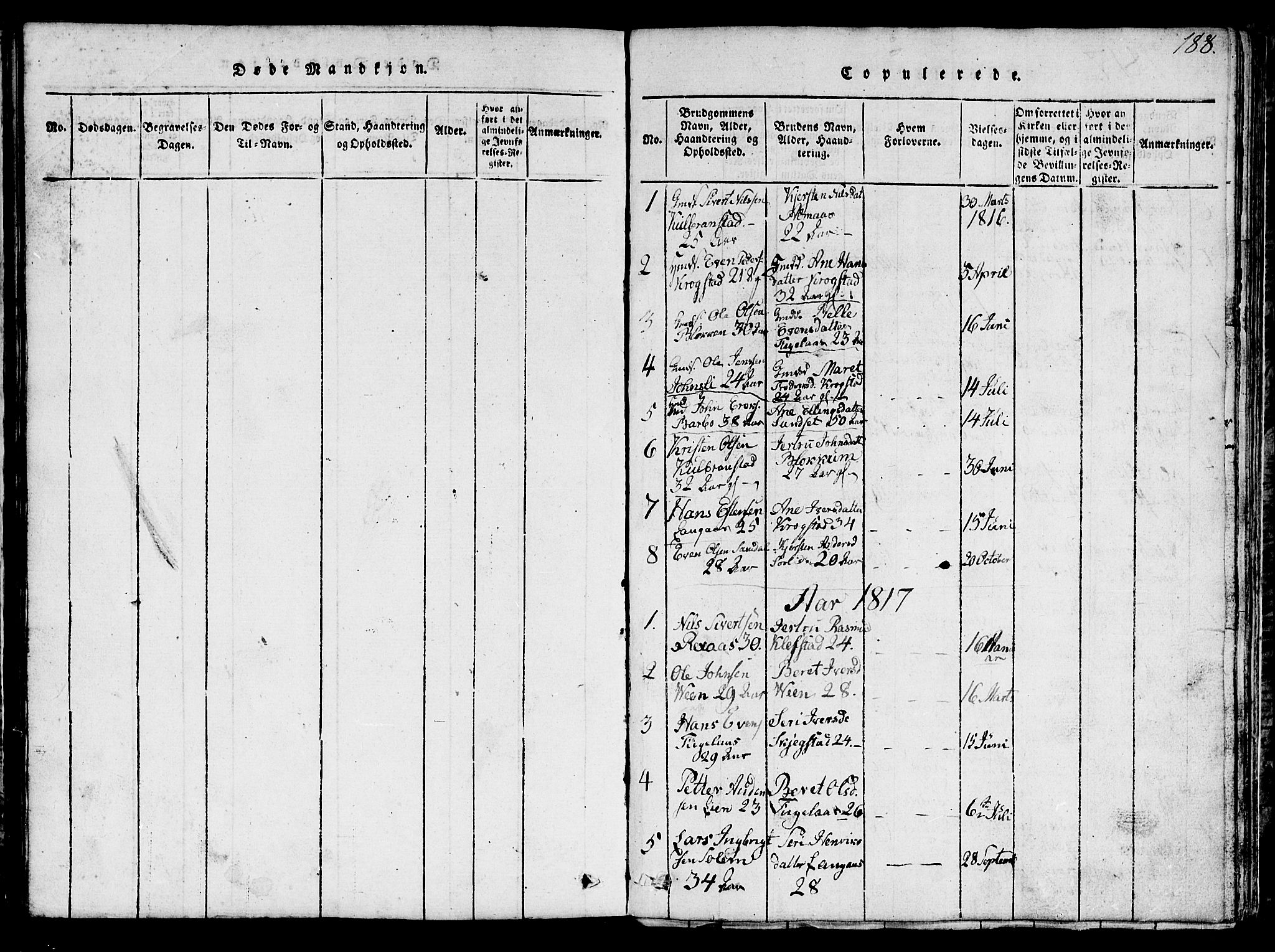 Ministerialprotokoller, klokkerbøker og fødselsregistre - Sør-Trøndelag, SAT/A-1456/694/L1130: Parish register (copy) no. 694C02, 1816-1857, p. 188