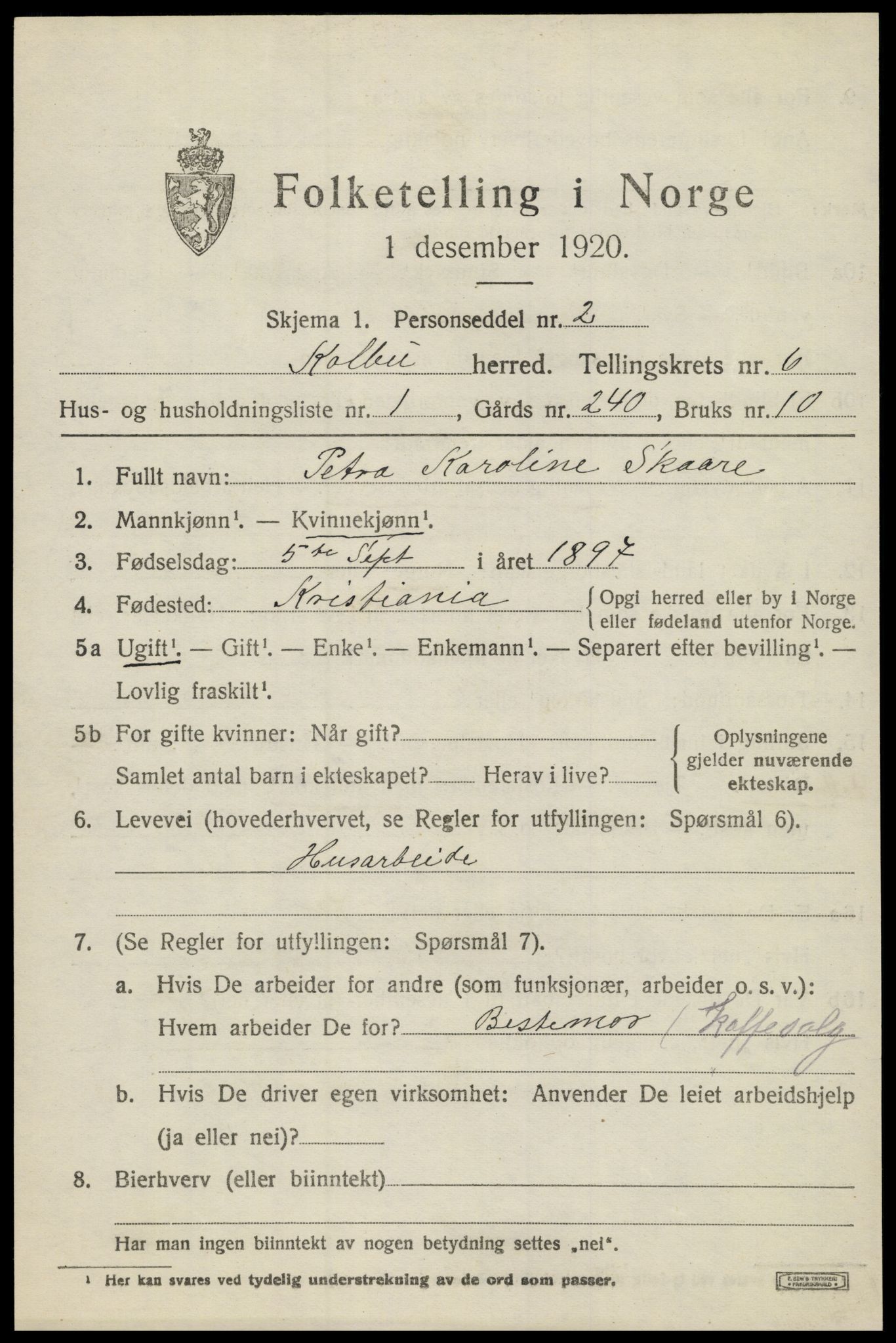 SAH, 1920 census for Kolbu, 1920, p. 4438