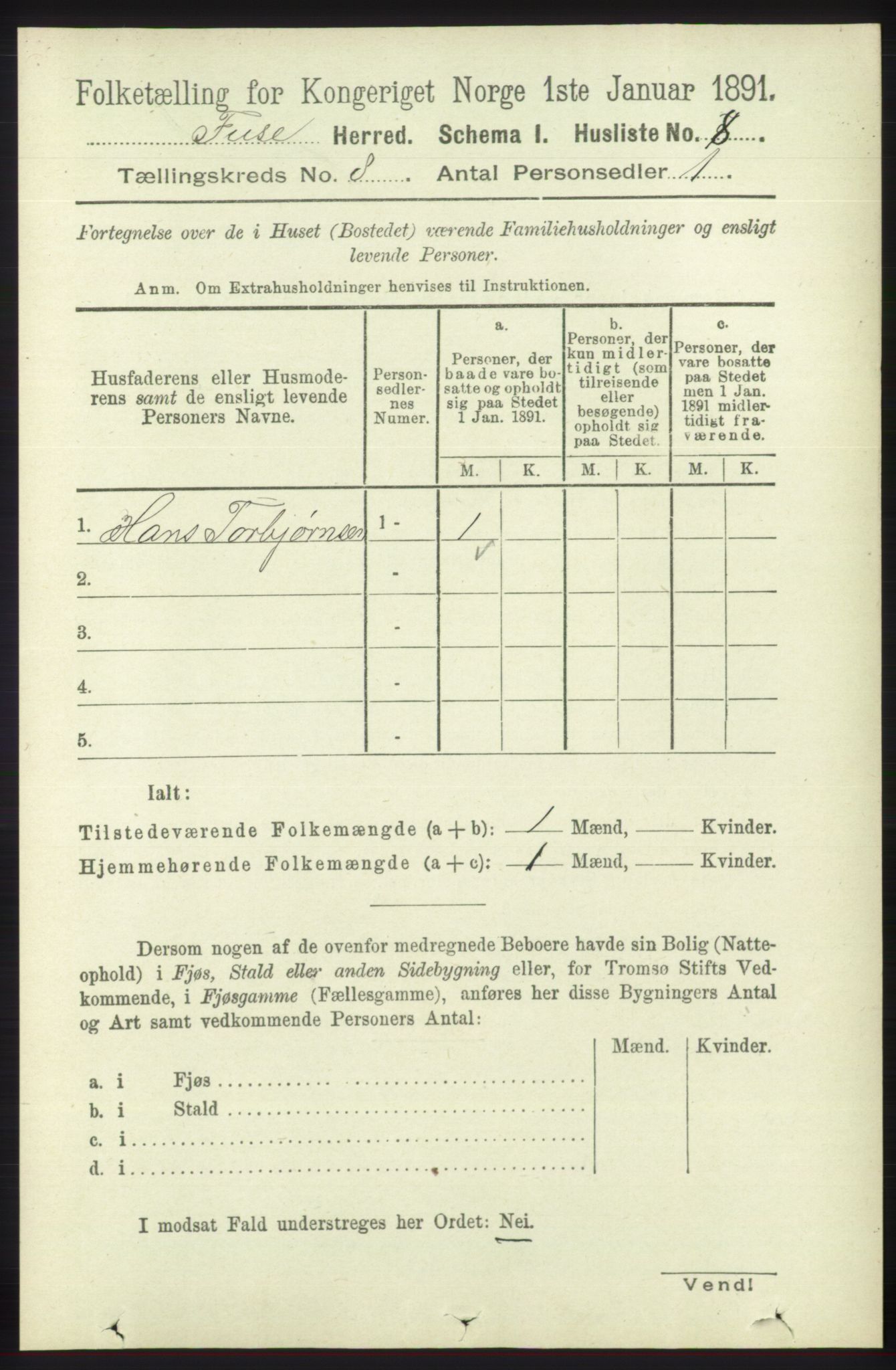 RA, 1891 census for 1241 Fusa, 1891, p. 1551