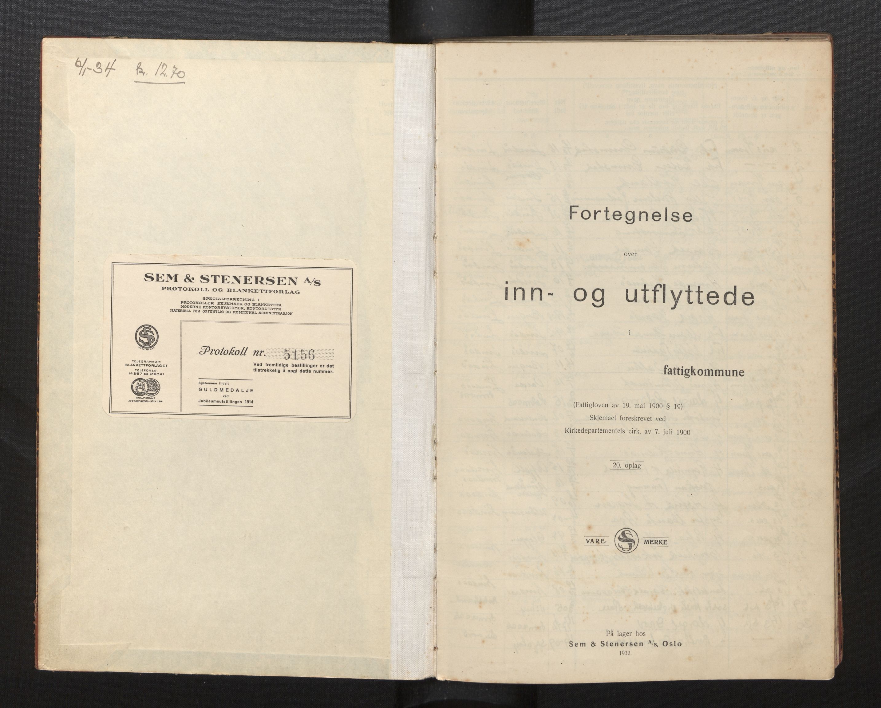 Lensmannen i Lindås, AV/SAB-A-33501/0020/L0004: Protokoll over inn- og utflytte, 1934-1943