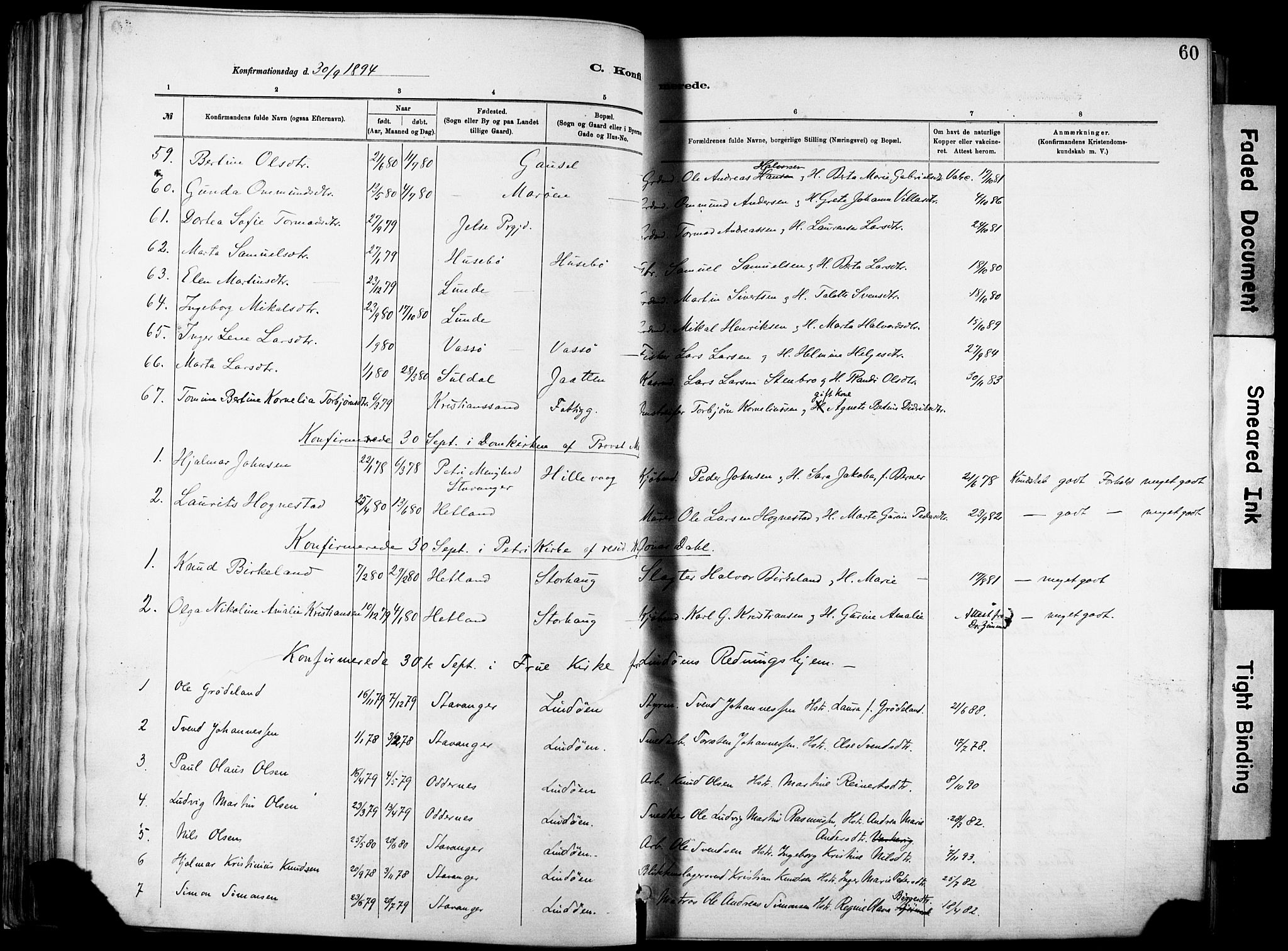 Hetland sokneprestkontor, AV/SAST-A-101826/30/30BA/L0012: Parish register (official) no. A 12, 1882-1912, p. 60