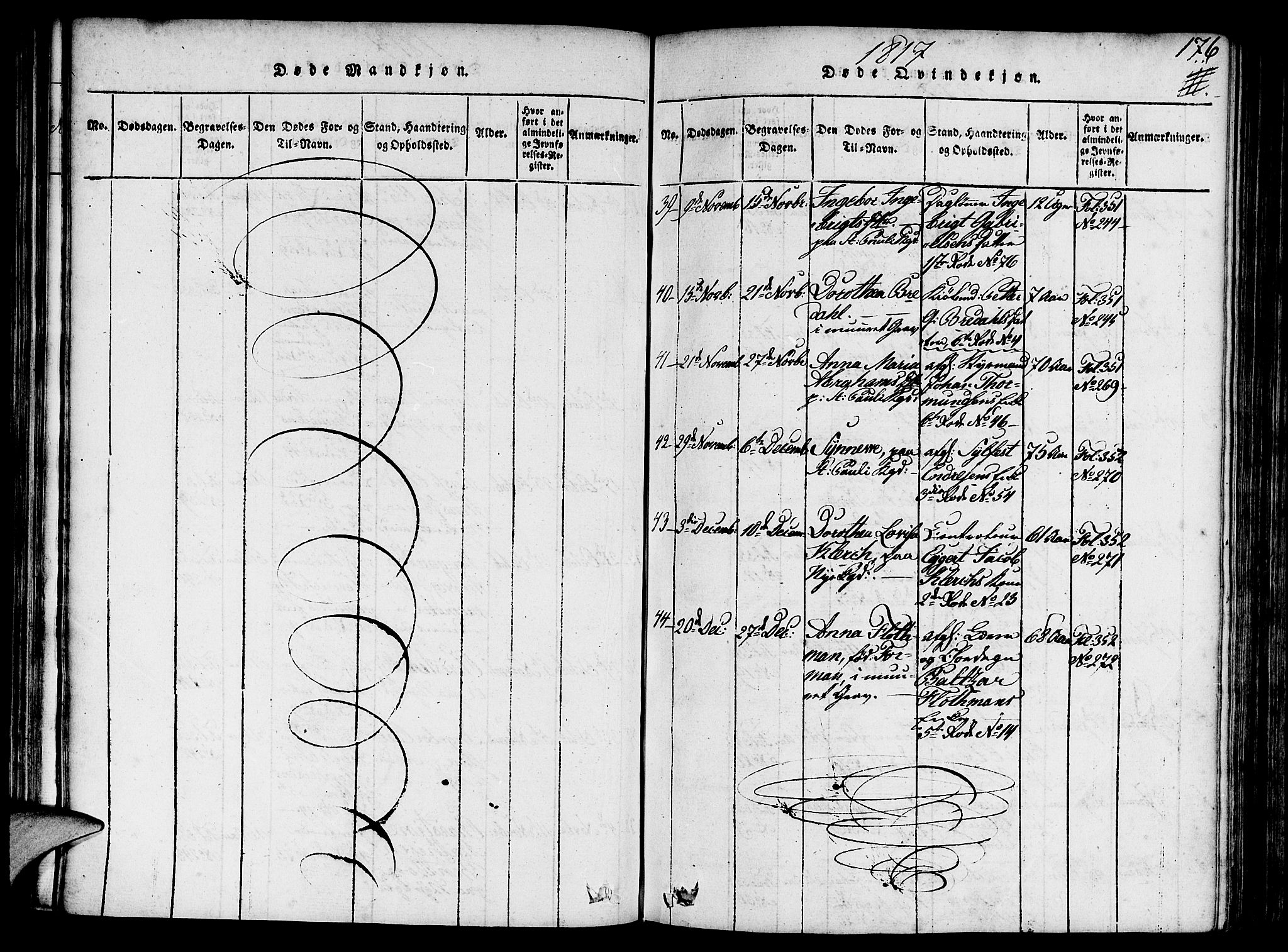 Nykirken Sokneprestembete, AV/SAB-A-77101/H/Haa/L0011: Parish register (official) no. A 11, 1816-1821, p. 176