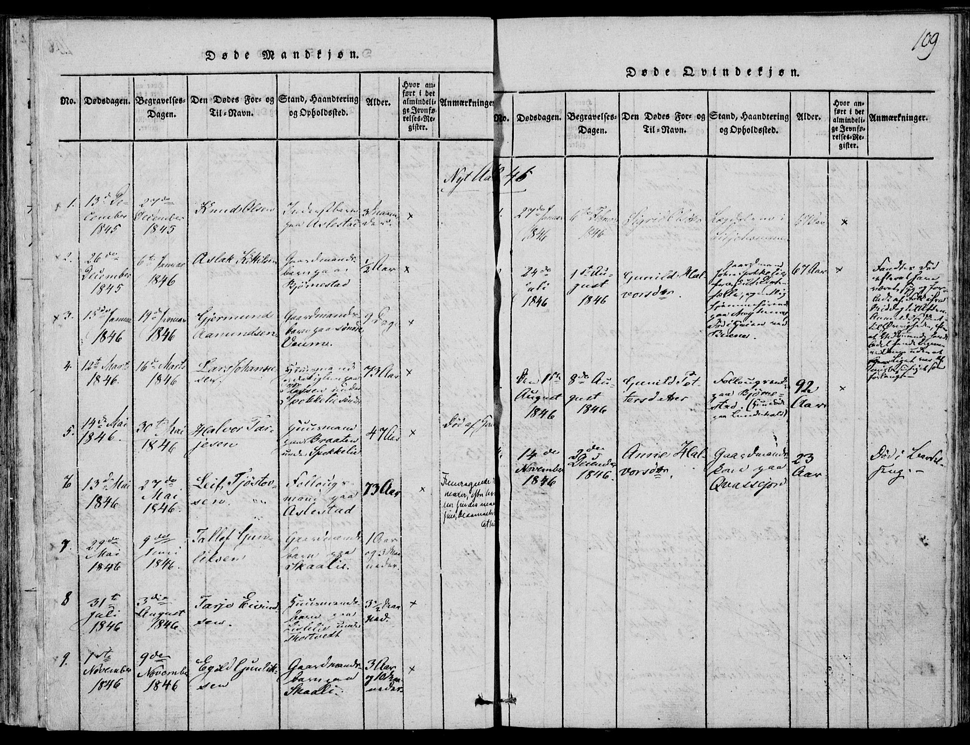 Fyresdal kirkebøker, SAKO/A-263/F/Fb/L0001: Parish register (official) no. II 1, 1815-1854, p. 109