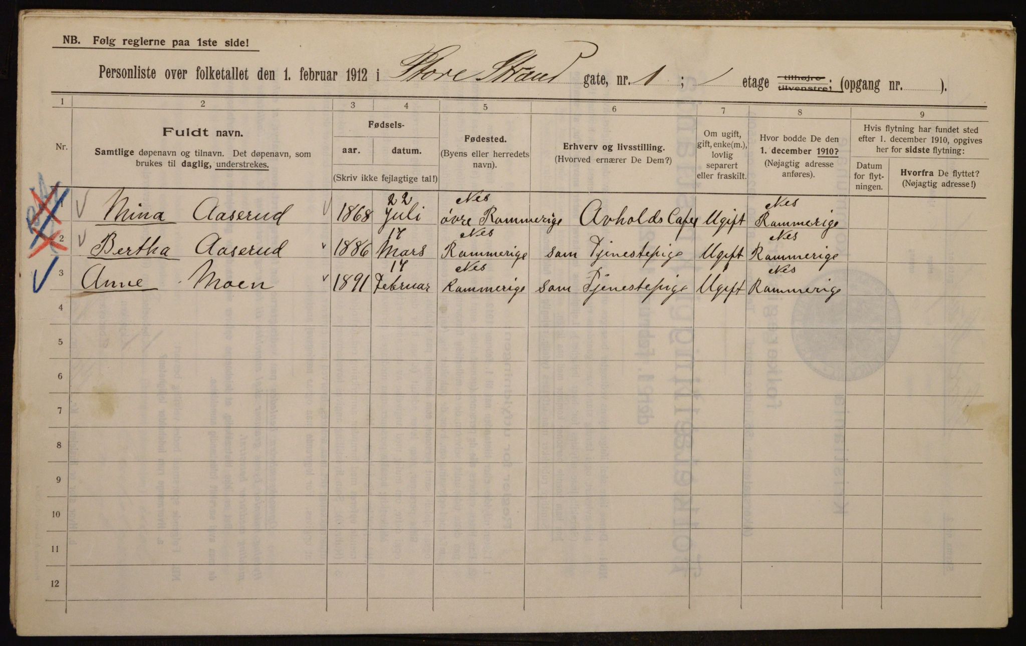 OBA, Municipal Census 1912 for Kristiania, 1912, p. 102897