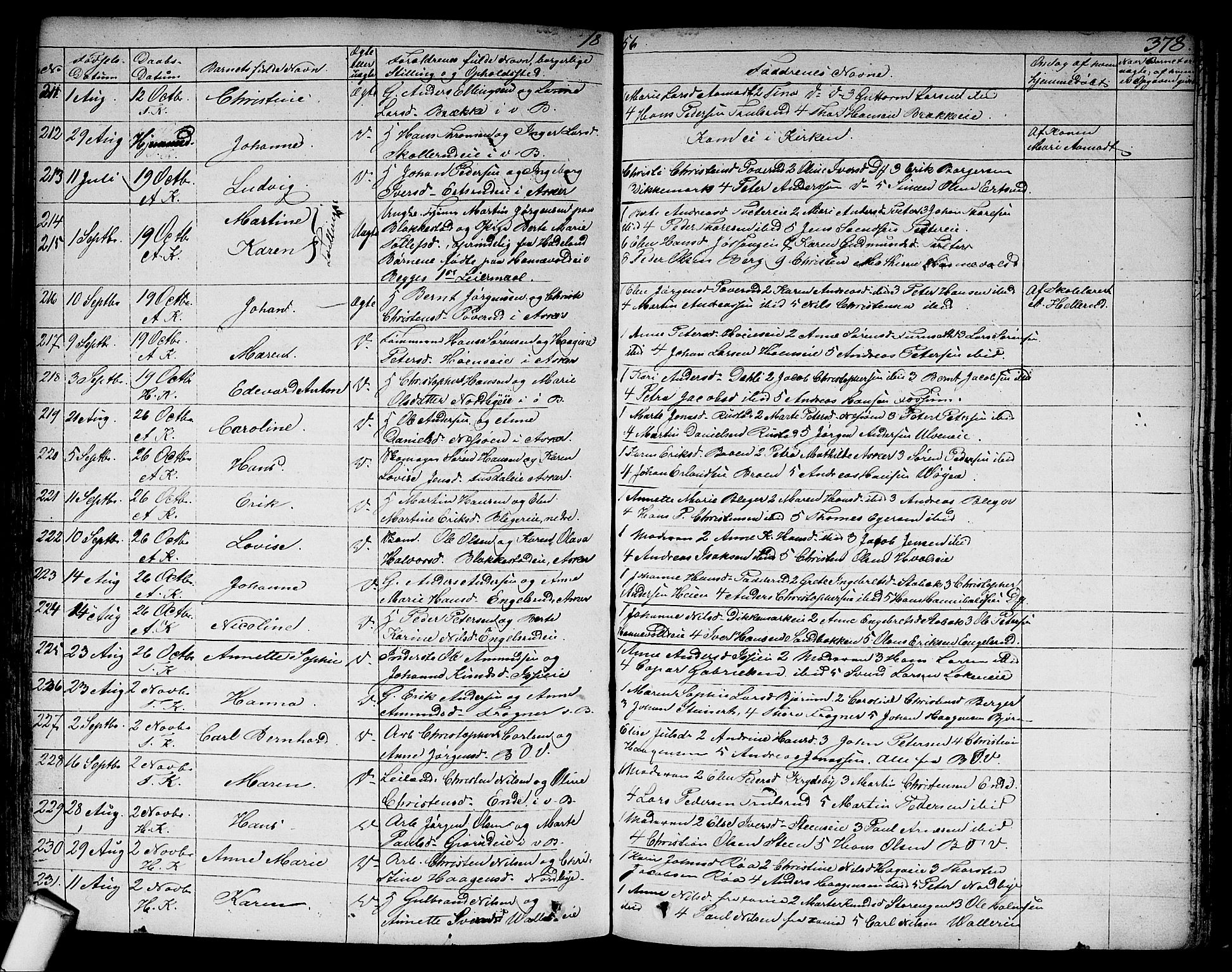 Asker prestekontor Kirkebøker, AV/SAO-A-10256a/F/Fa/L0007: Parish register (official) no. I 7, 1825-1864, p. 378