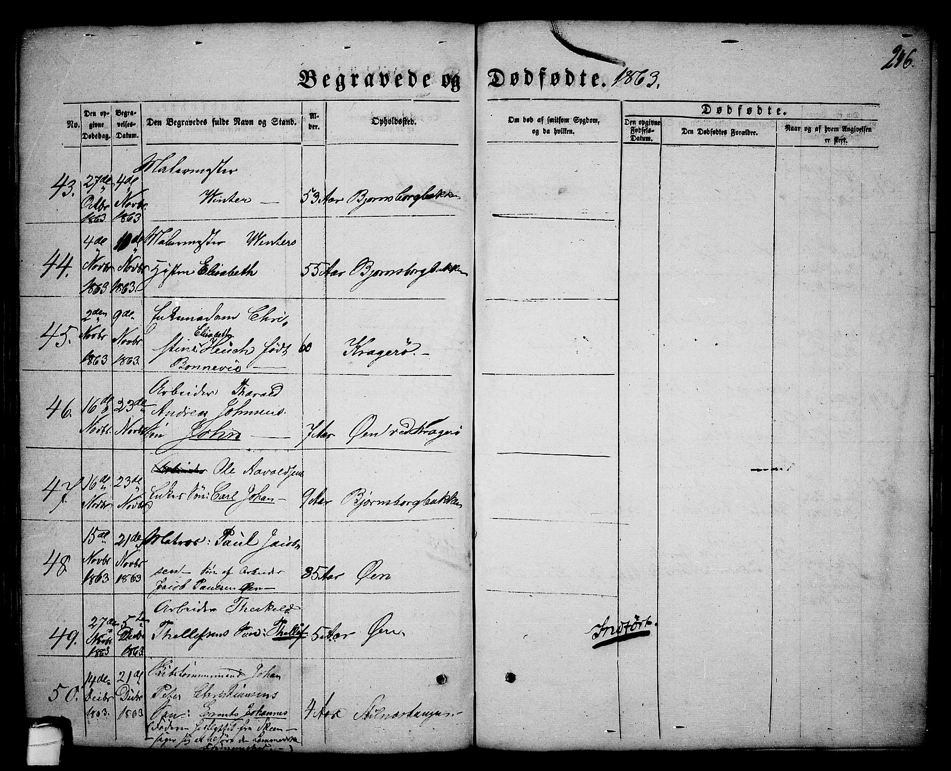 Kragerø kirkebøker, AV/SAKO-A-278/G/Ga/L0004: Parish register (copy) no. 4, 1853-1865, p. 246
