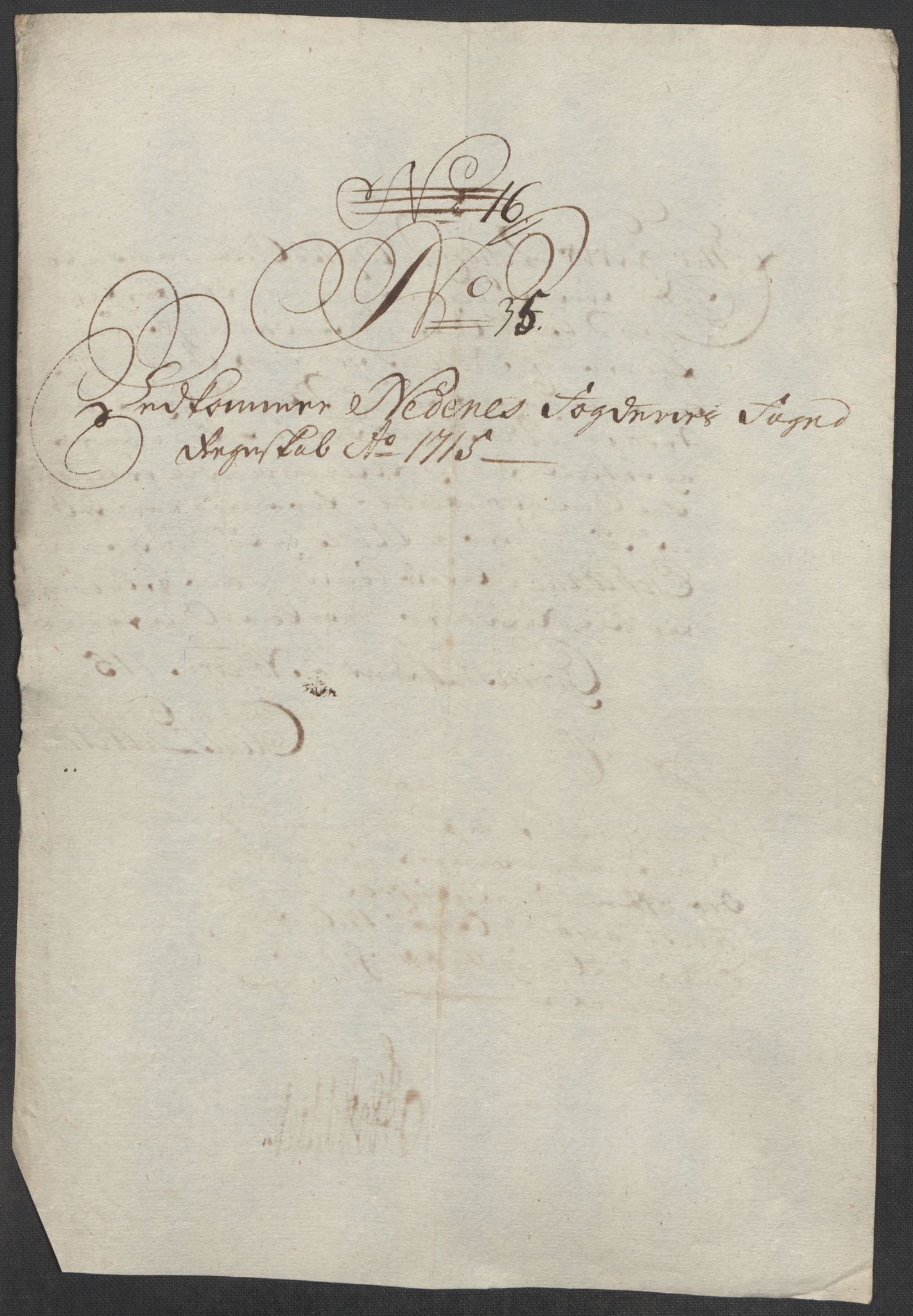 Rentekammeret inntil 1814, Reviderte regnskaper, Fogderegnskap, AV/RA-EA-4092/R39/L2323: Fogderegnskap Nedenes, 1715, p. 284