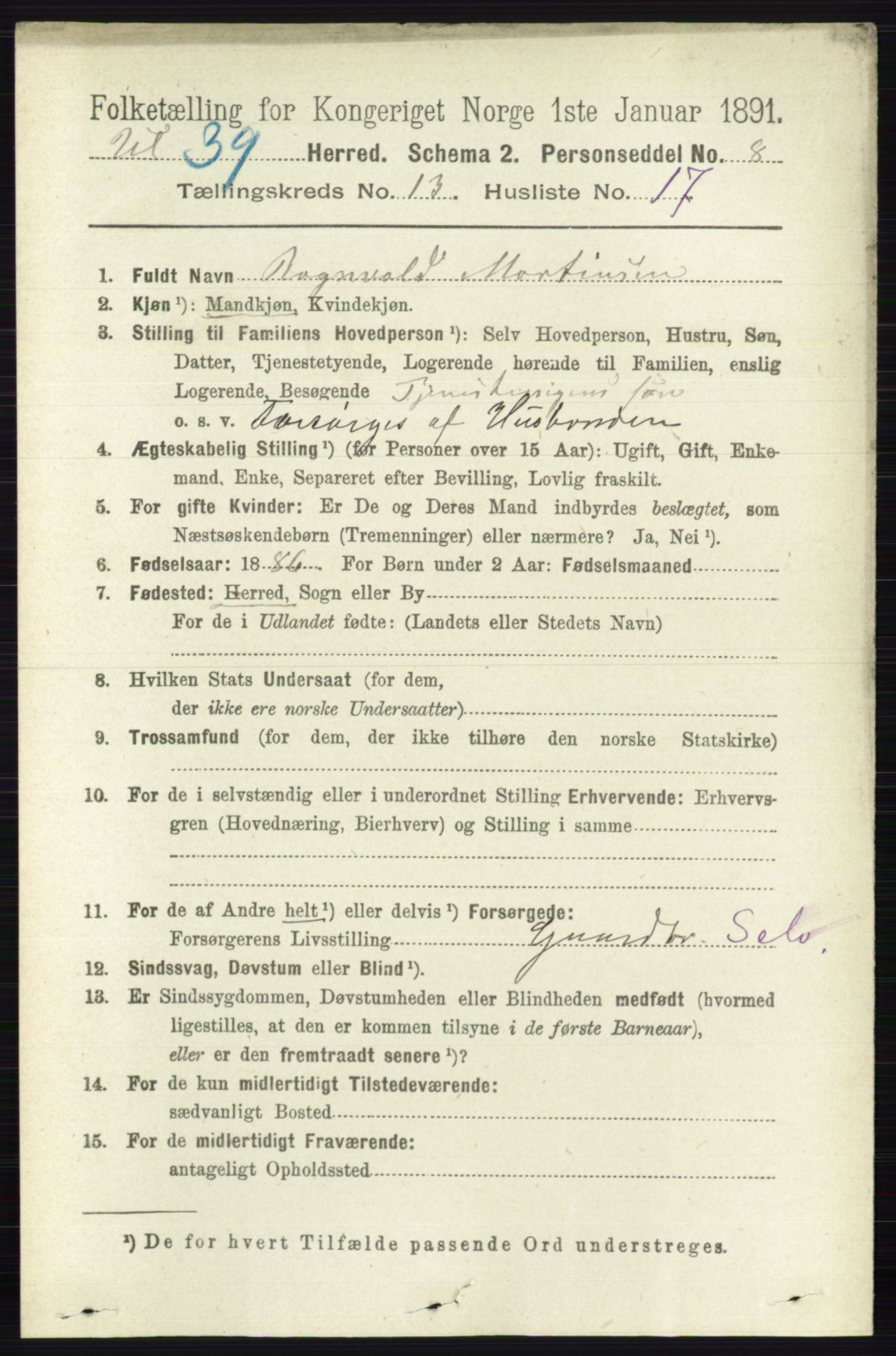 RA, 1891 census for 0235 Ullensaker, 1891, p. 6029