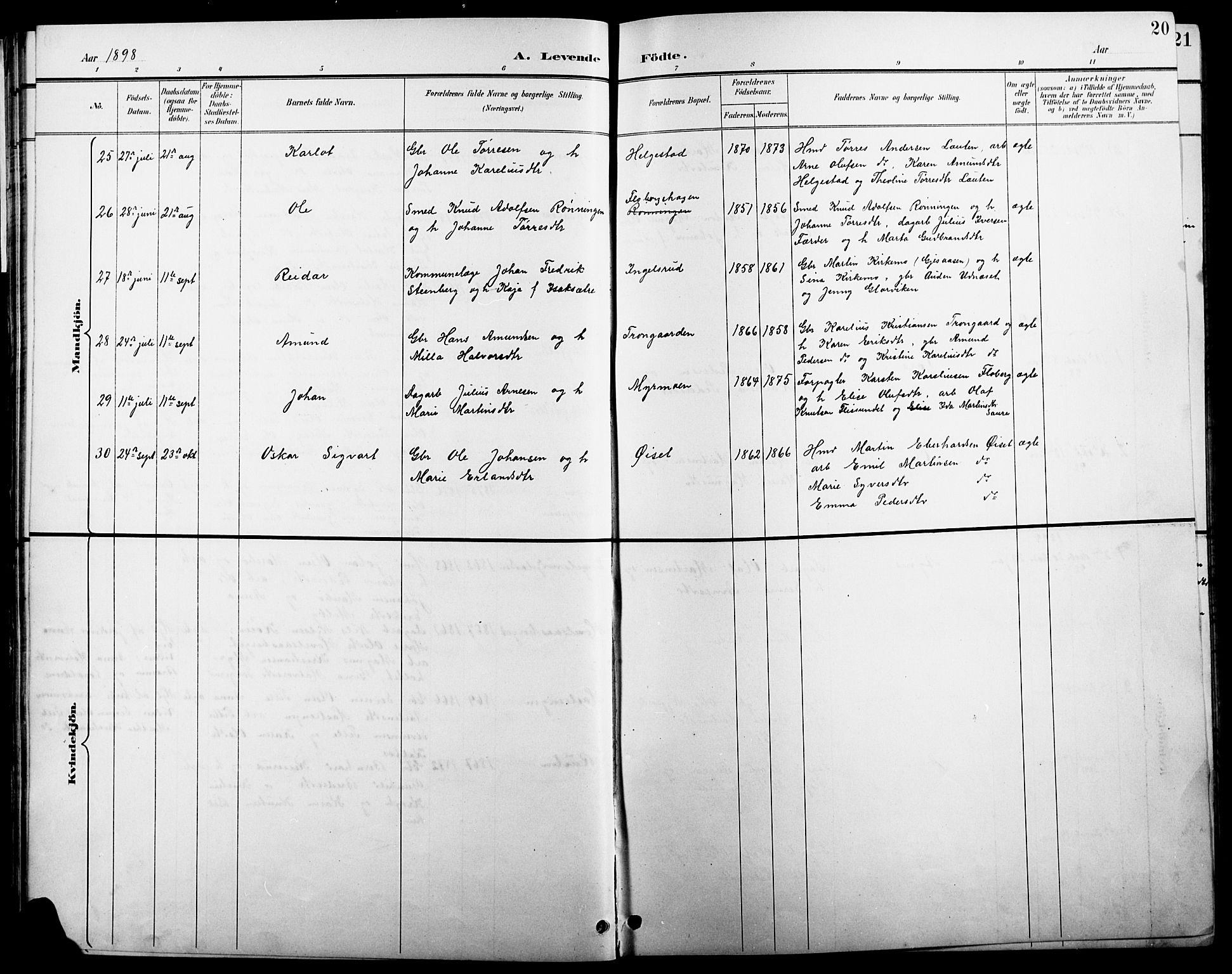 Åsnes prestekontor, AV/SAH-PREST-042/H/Ha/Hab/L0004: Parish register (copy) no. 4, 1895-1909, p. 20