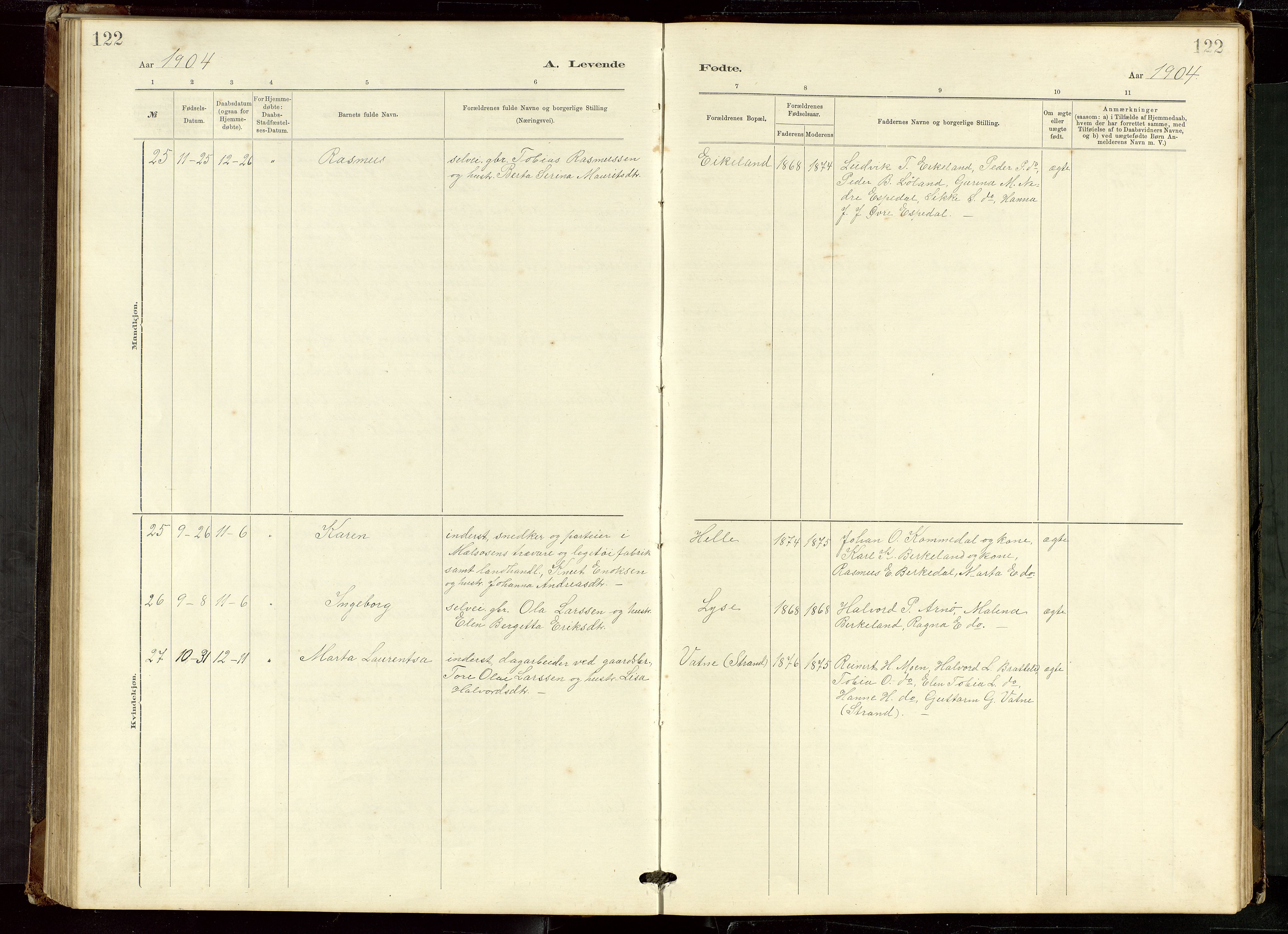 Høgsfjord sokneprestkontor, AV/SAST-A-101624/H/Ha/Hab/L0009: Parish register (copy) no. B 9, 1883-1920, p. 122