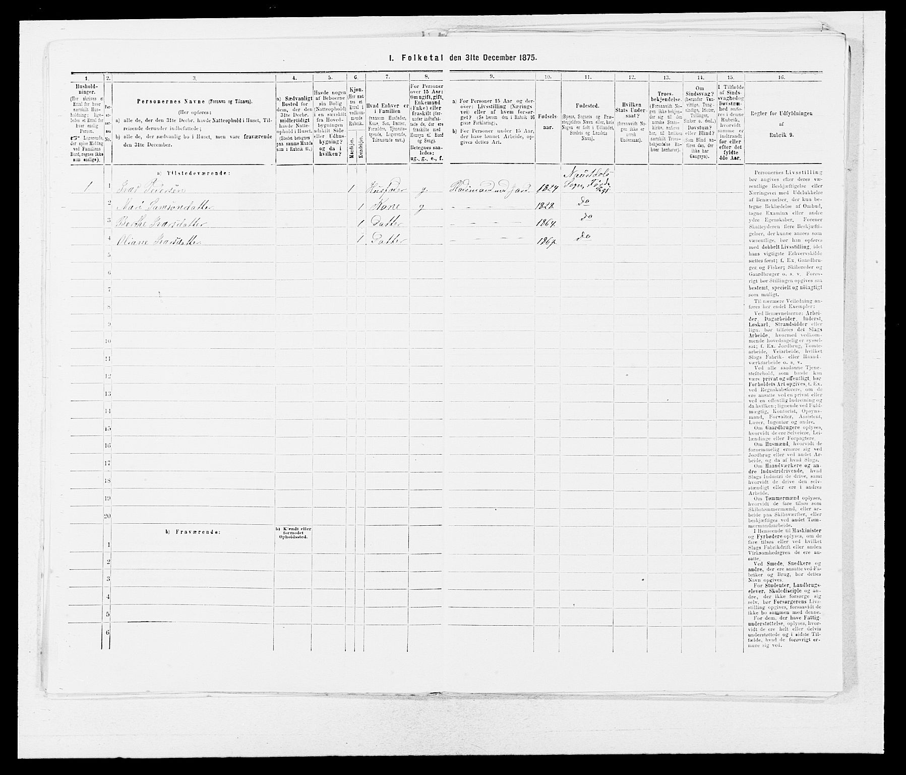 SAB, 1875 census for 1432P Førde, 1875, p. 1615