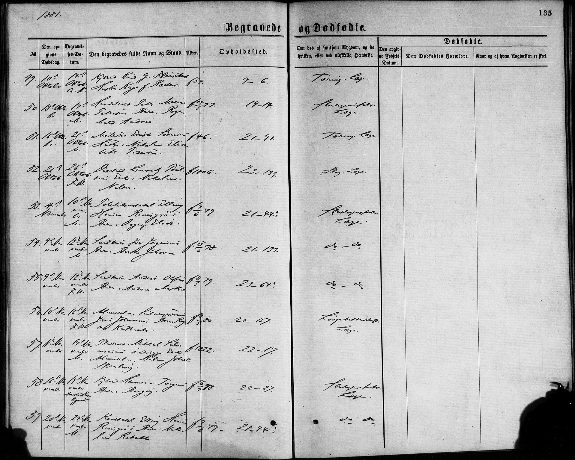 Korskirken sokneprestembete, AV/SAB-A-76101/H/Haa/L0046: Parish register (official) no. E 4, 1875-1883, p. 135