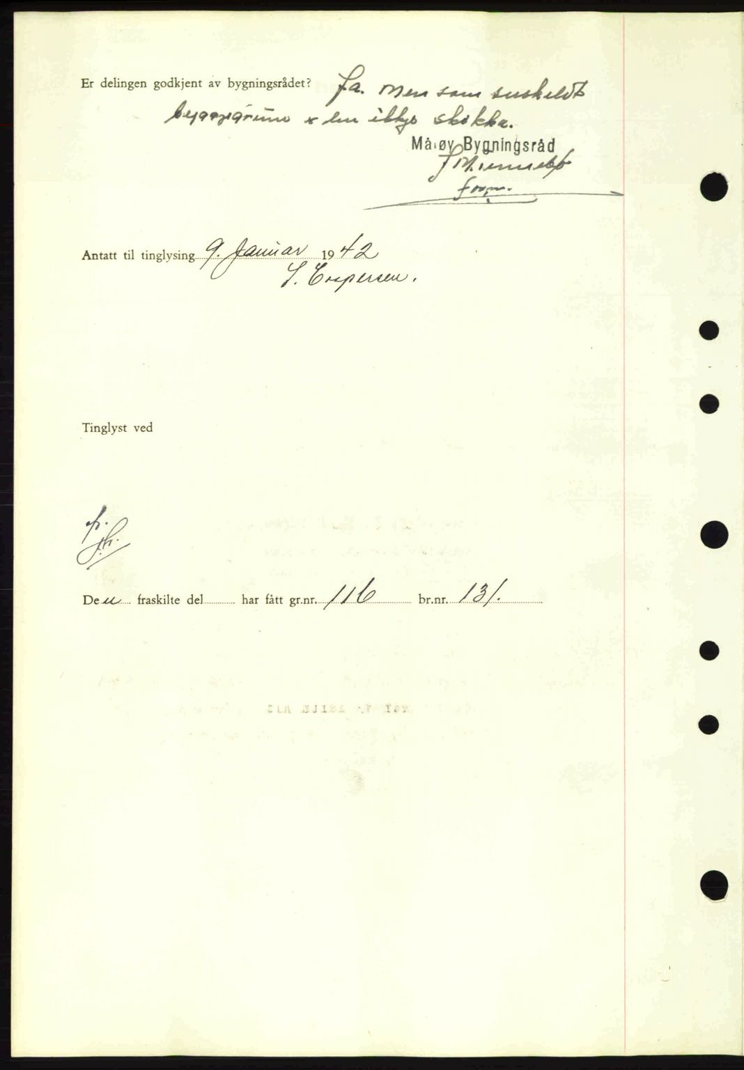 Nordfjord sorenskriveri, SAB/A-2801/02/02b/02bj/L0007: Mortgage book no. A7, 1941-1943, Diary no: : 44/1942
