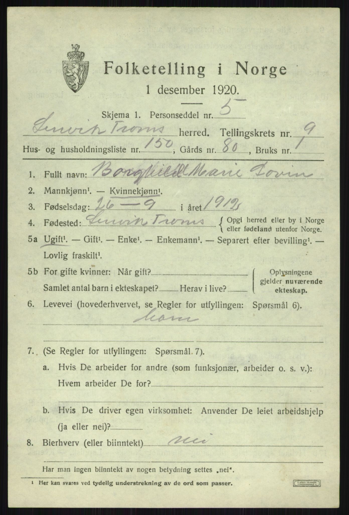 SATØ, 1920 census for Lenvik, 1920, p. 14110