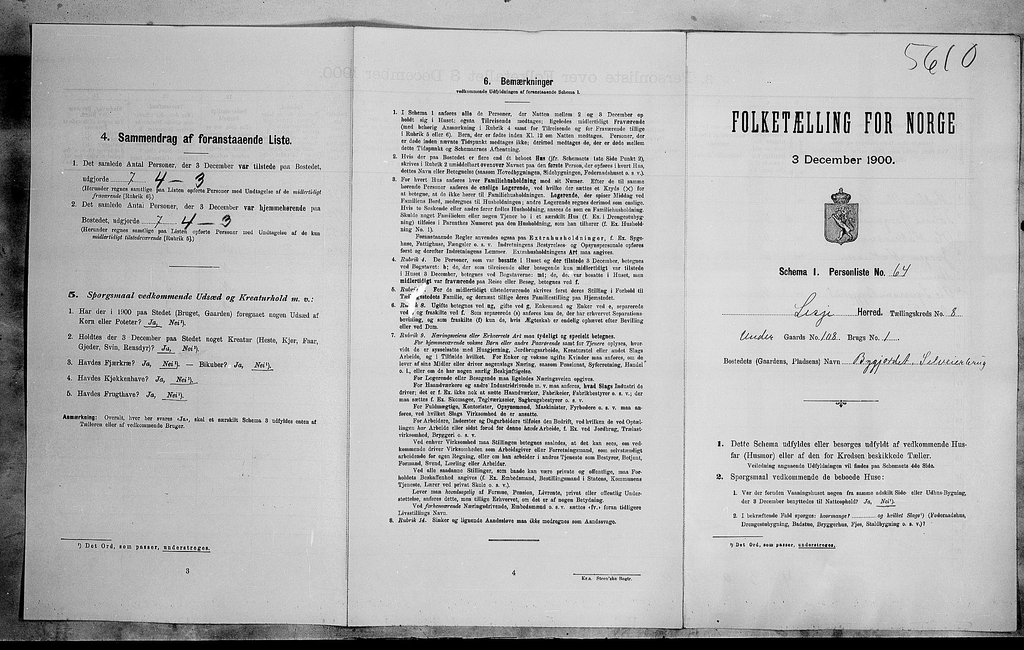 SAH, 1900 census for Lesja, 1900, p. 735