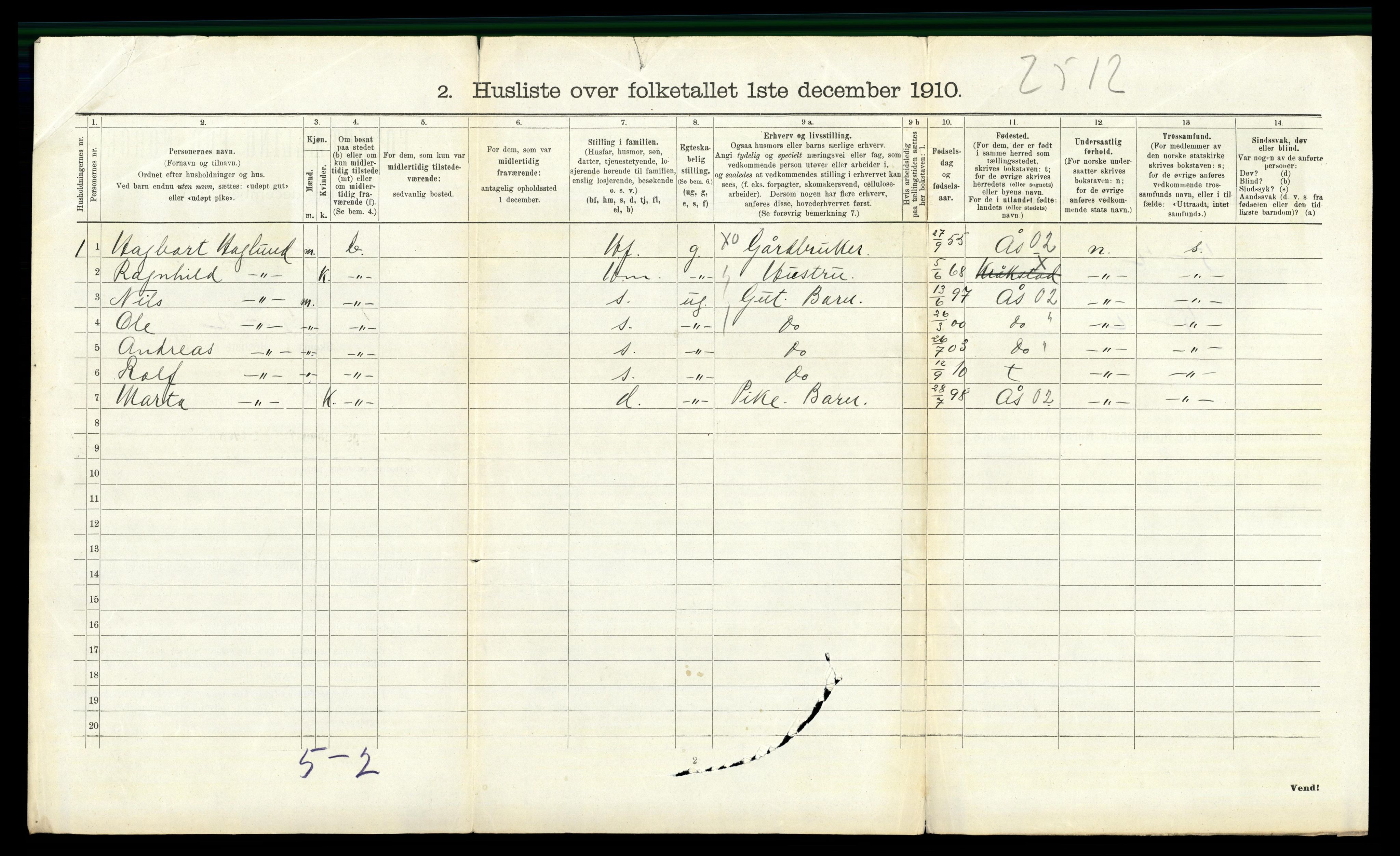 RA, 1910 census for Kråkstad, 1910, p. 720