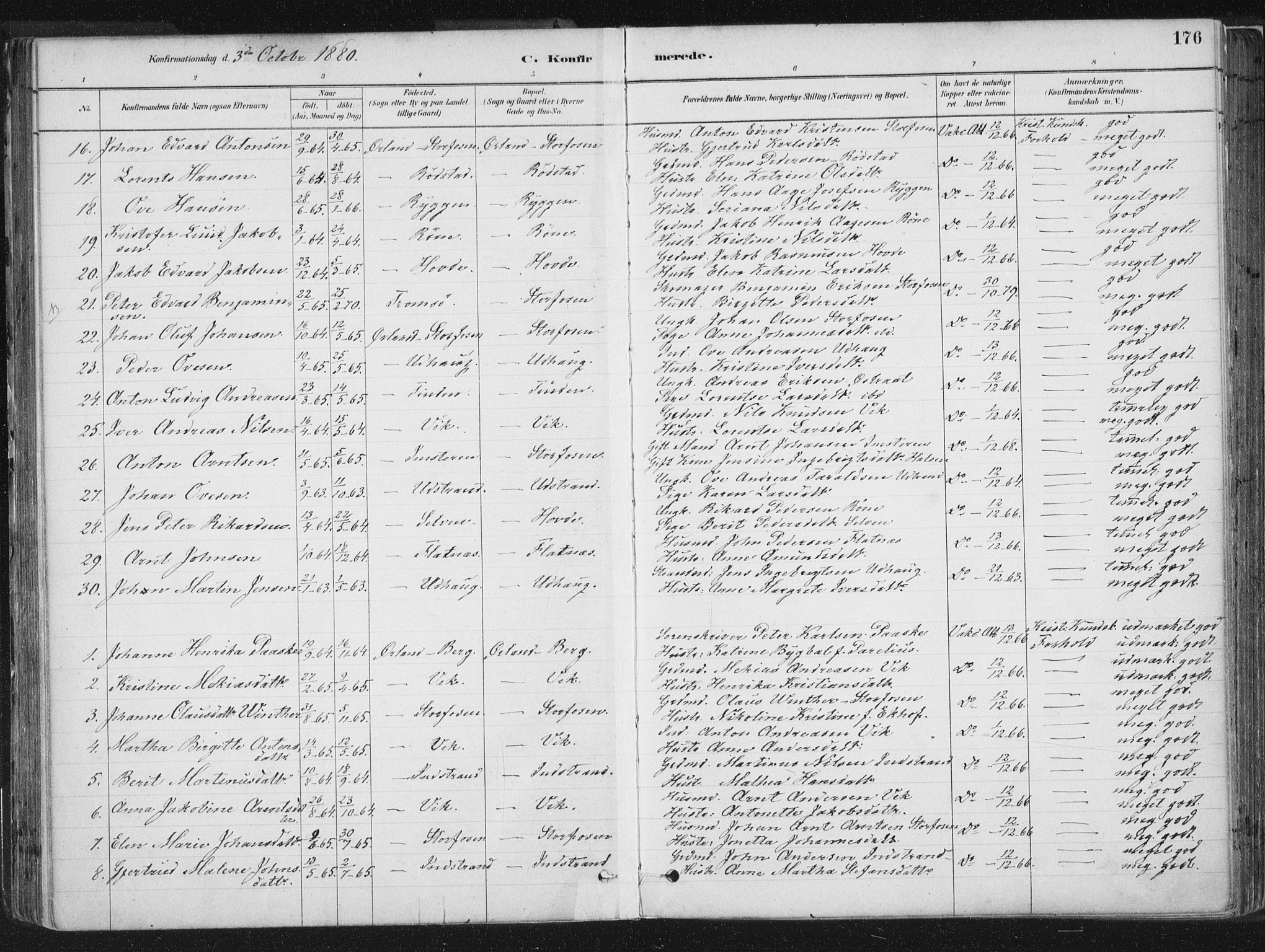 Ministerialprotokoller, klokkerbøker og fødselsregistre - Sør-Trøndelag, SAT/A-1456/659/L0739: Parish register (official) no. 659A09, 1879-1893, p. 176