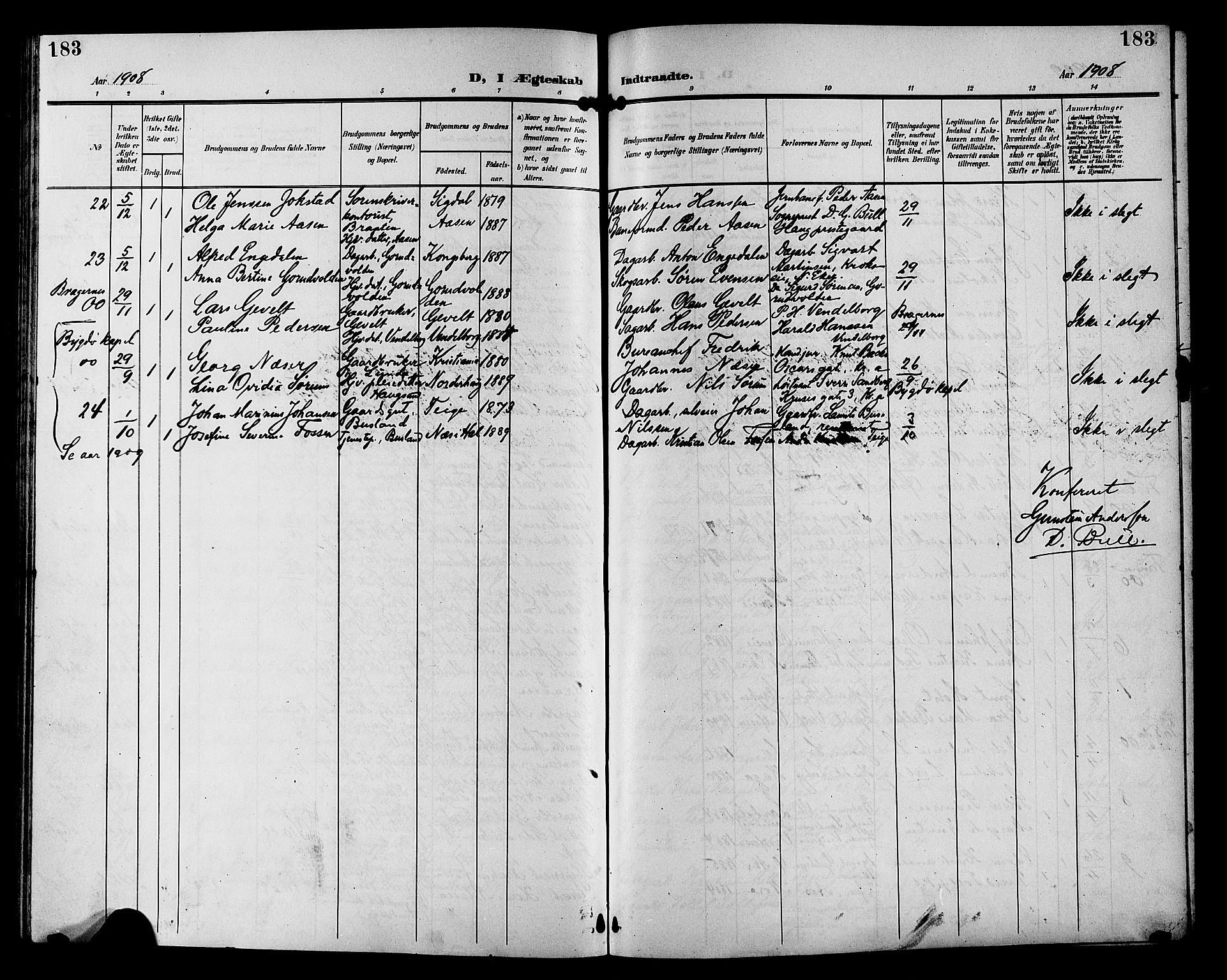 Eiker kirkebøker, SAKO/A-4/G/Ga/L0008: Parish register (copy) no. I 8, 1903-1914, p. 183