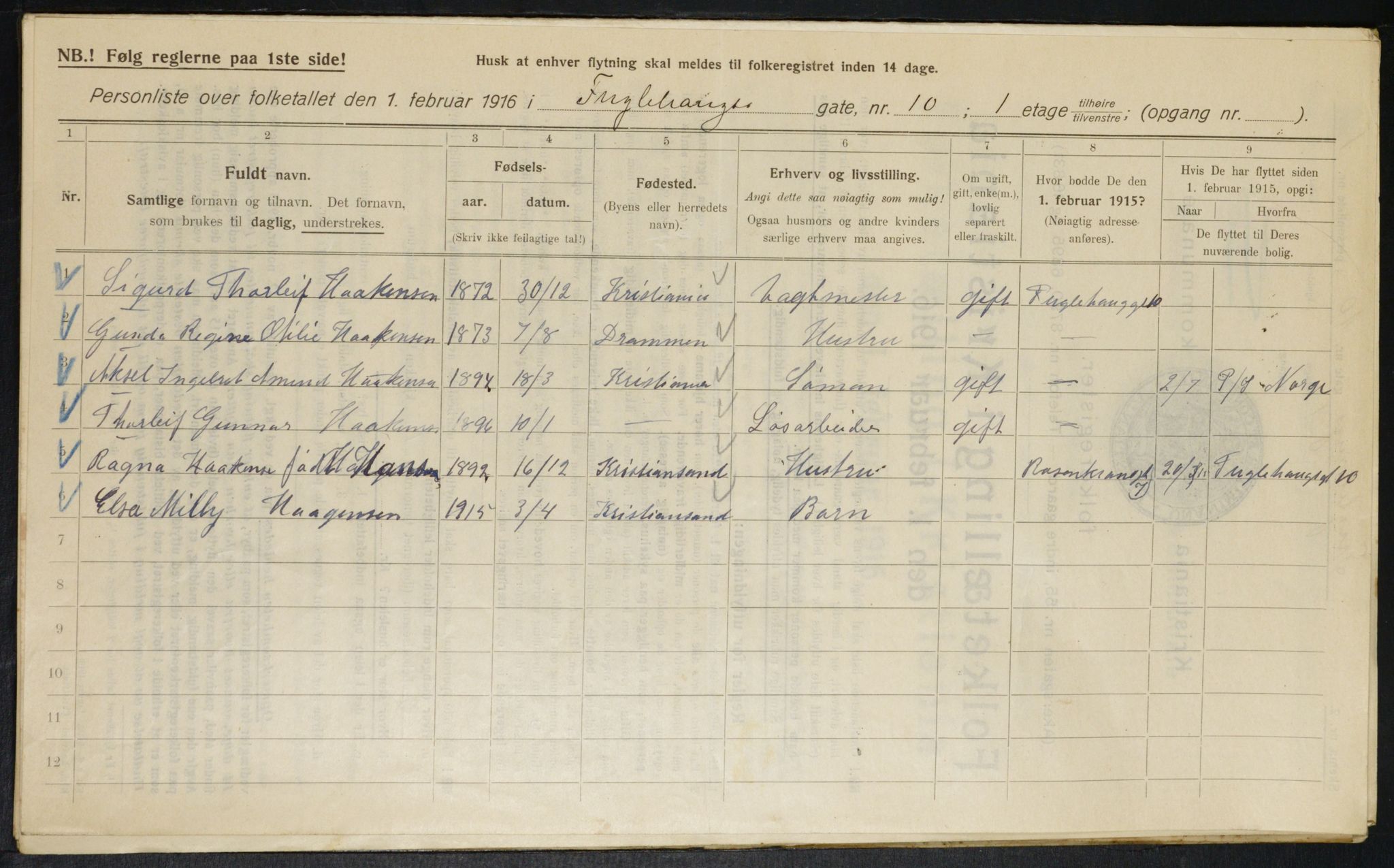 OBA, Municipal Census 1916 for Kristiania, 1916, p. 28964