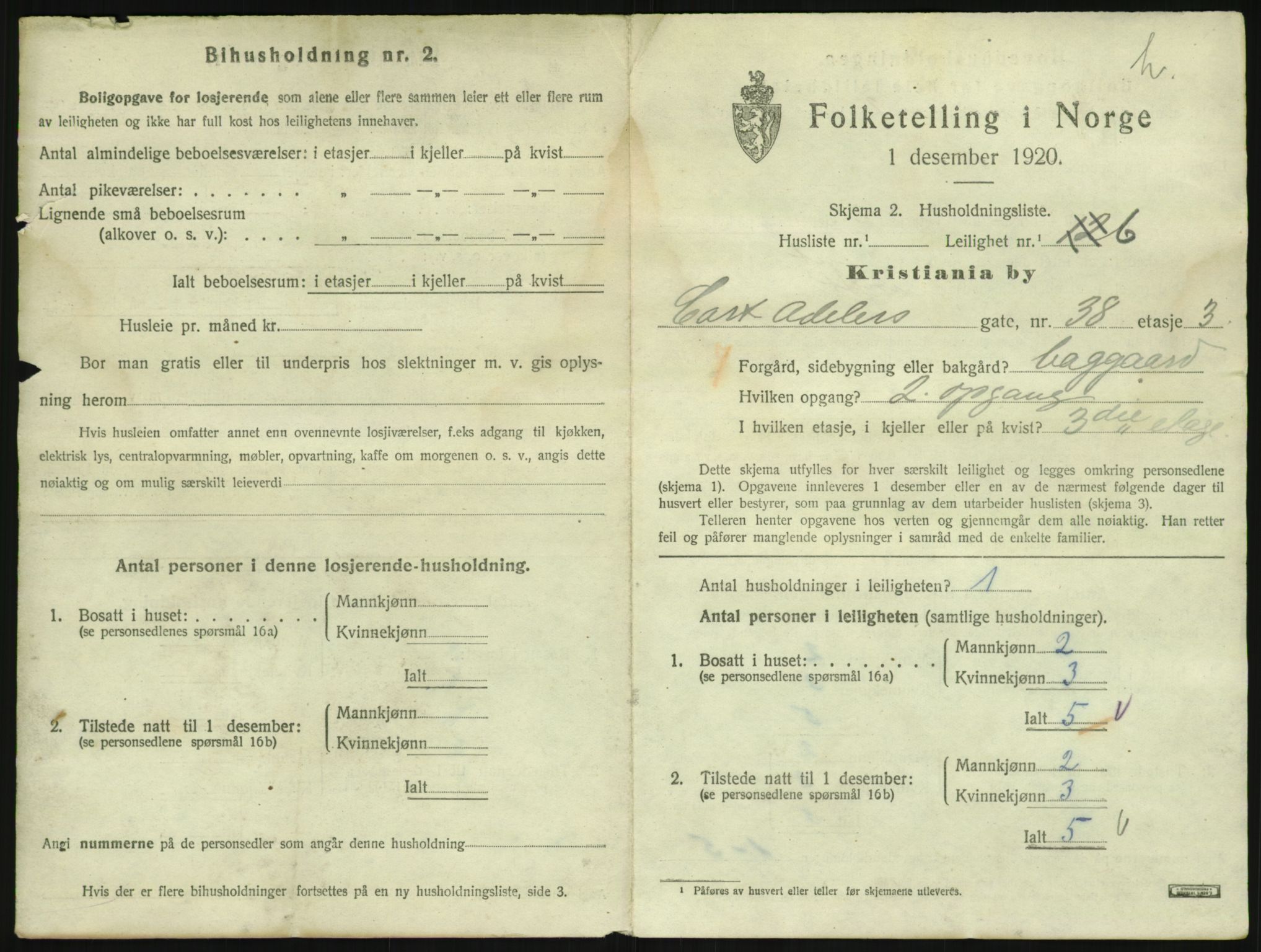 SAO, 1920 census for Kristiania, 1920, p. 55520