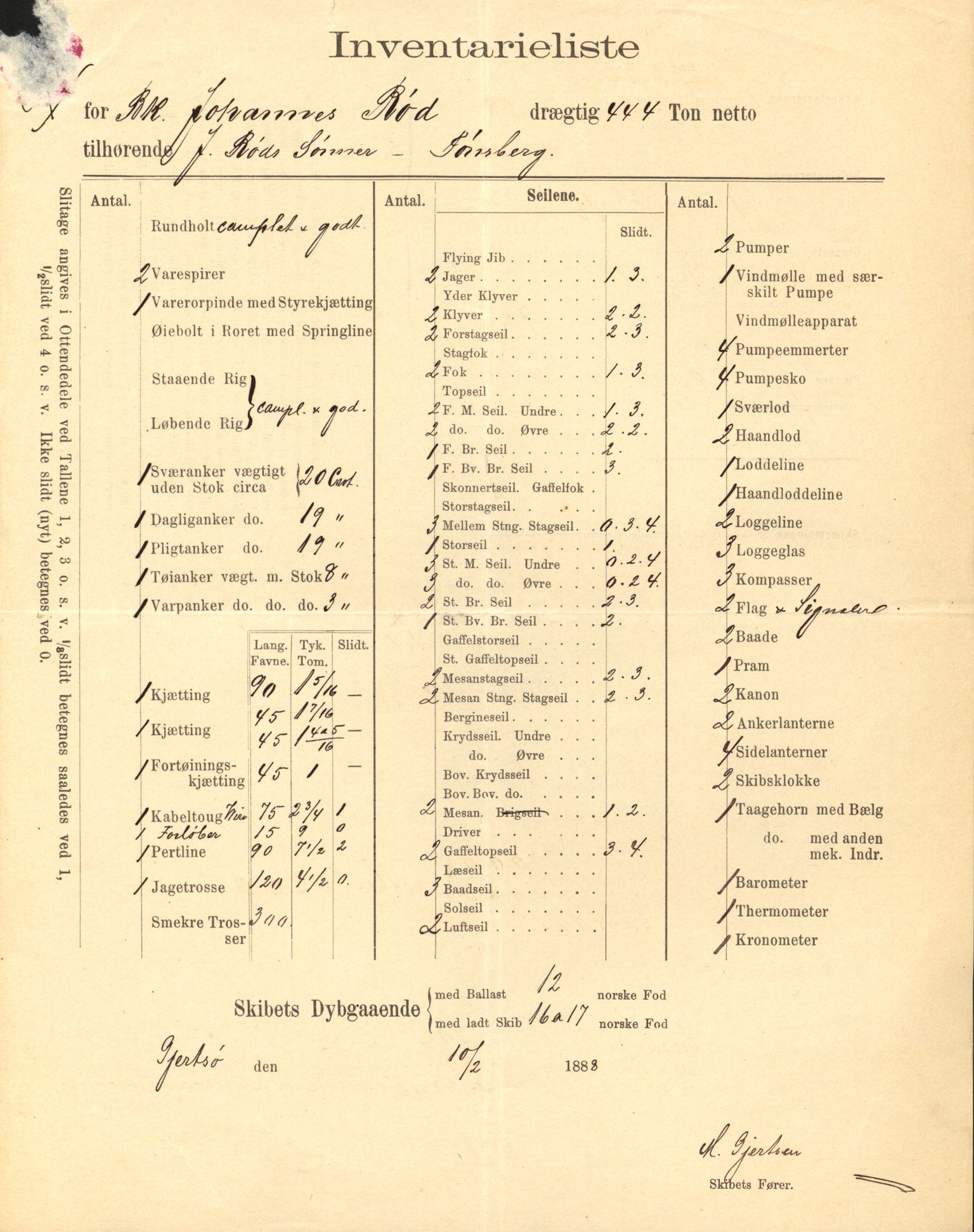 Pa 63 - Østlandske skibsassuranceforening, VEMU/A-1079/G/Ga/L0023/0010: Havaridokumenter / Johannes Rød, Deodata, Eidsvold, Bothnia, Brillant, 1889, p. 11