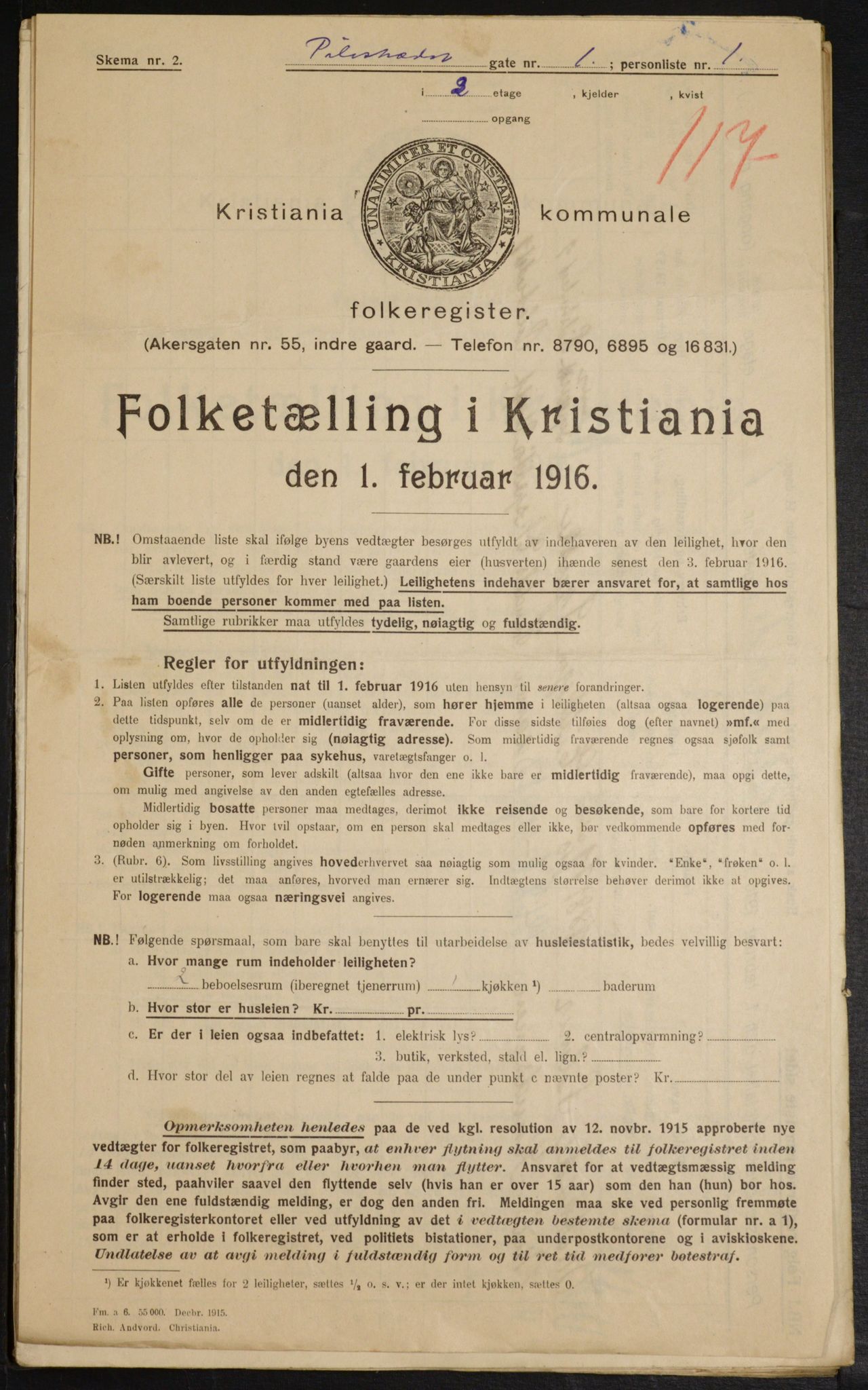 OBA, Municipal Census 1916 for Kristiania, 1916, p. 80742