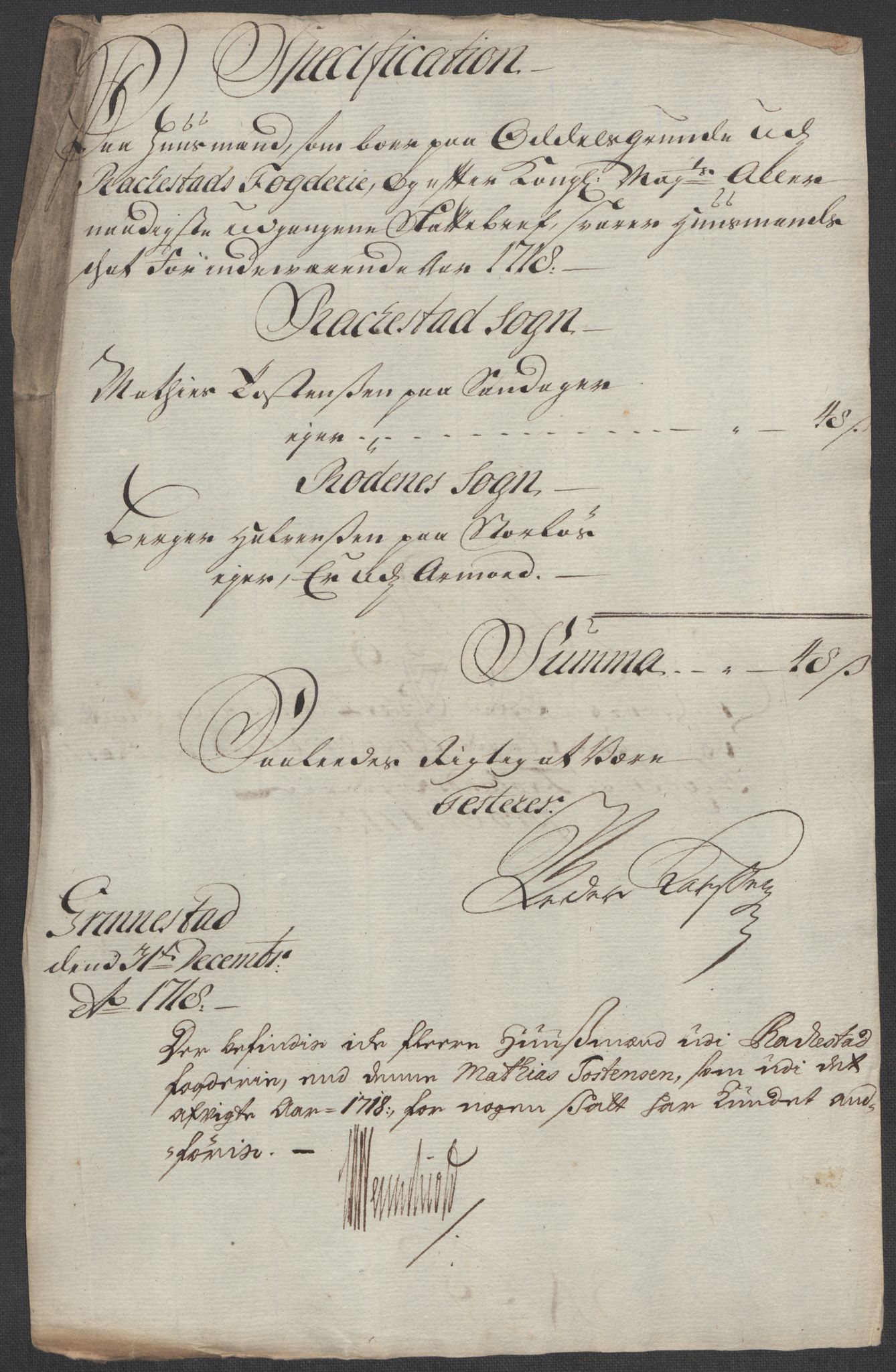 Rentekammeret inntil 1814, Reviderte regnskaper, Fogderegnskap, AV/RA-EA-4092/R07/L0315: Fogderegnskap Rakkestad, Heggen og Frøland, 1718, p. 44