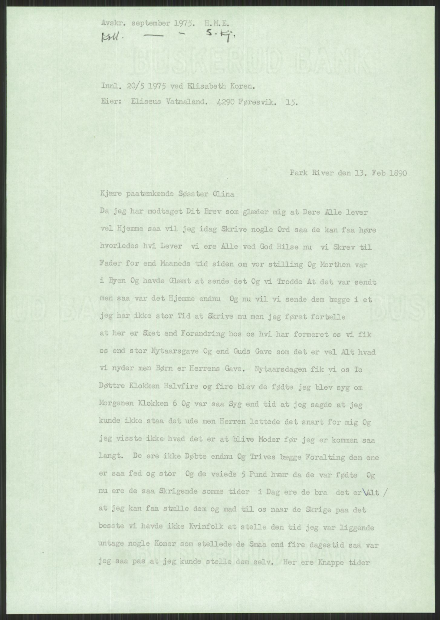 Samlinger til kildeutgivelse, Amerikabrevene, AV/RA-EA-4057/F/L0030: Innlån fra Rogaland: Vatnaland - Øverland, 1838-1914, p. 237