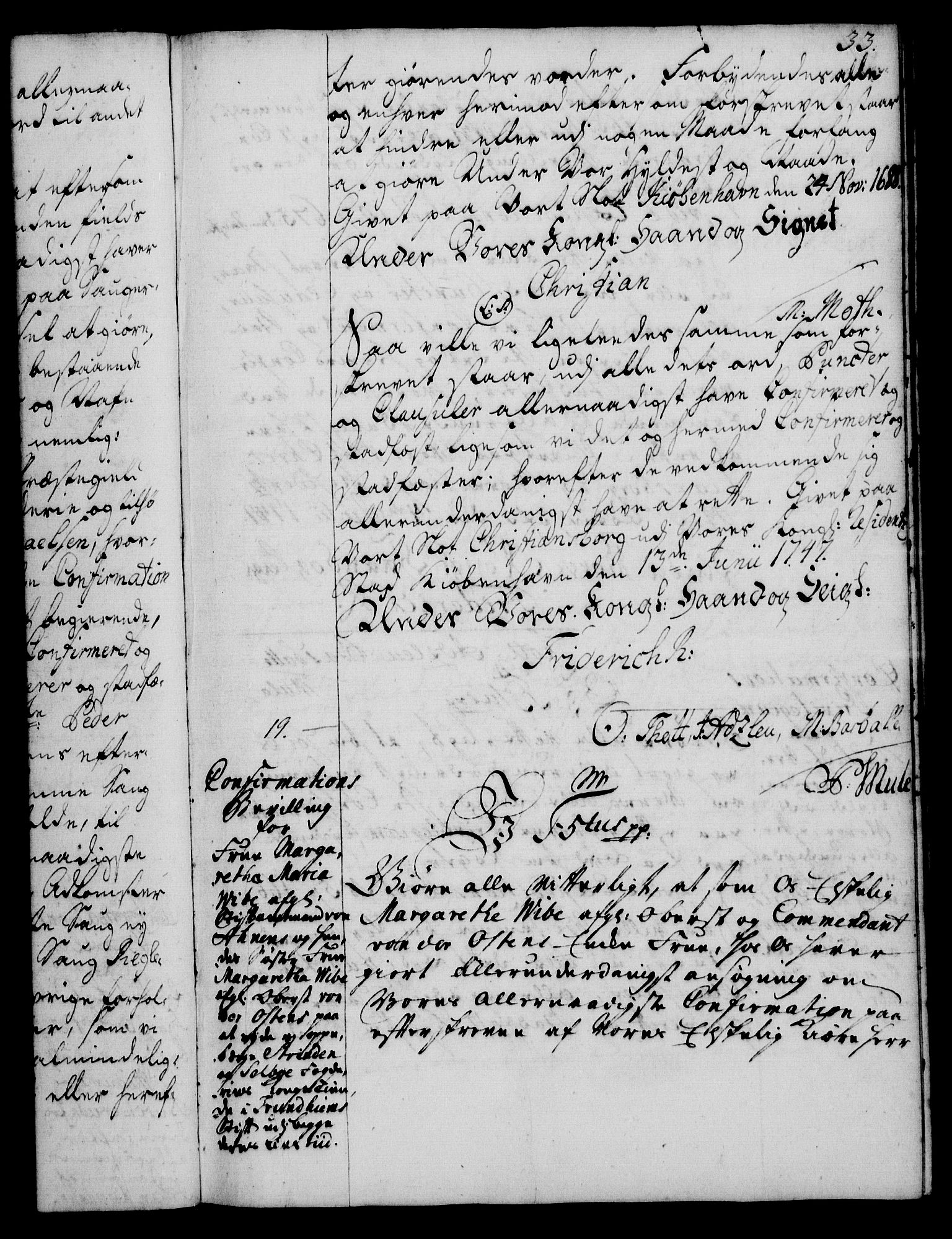 Rentekammeret, Kammerkanselliet, RA/EA-3111/G/Gg/Ggc/Ggca/L0001: Norsk konfirmasjonsekspedisjonsprotokoll med register (merket RK 53.23), 1746-1750, p. 33