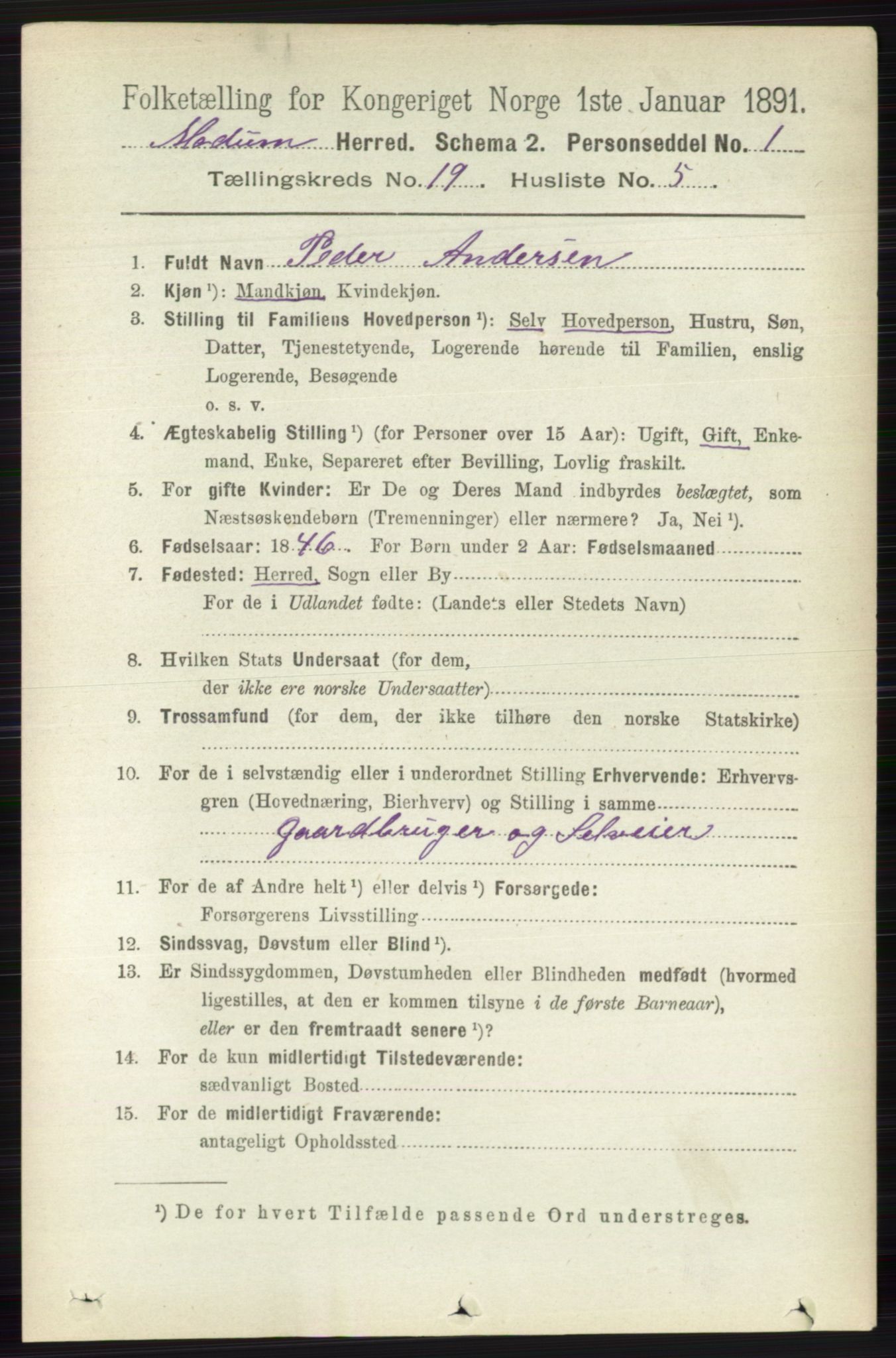 RA, 1891 census for 0623 Modum, 1891, p. 7632