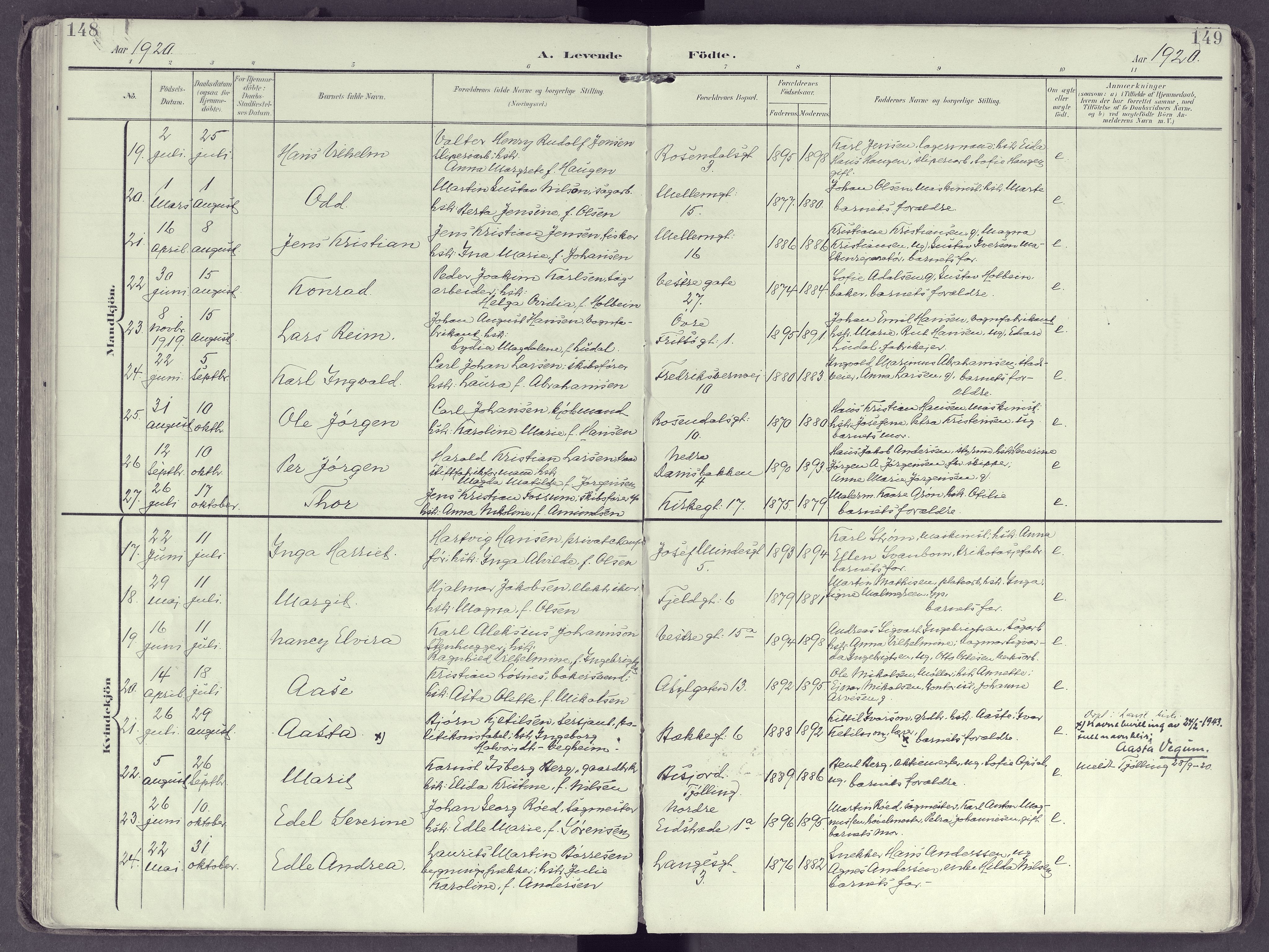 Larvik kirkebøker, AV/SAKO-A-352/F/Fb/L0005: Parish register (official) no. II 5, 1903-1925, p. 148-149