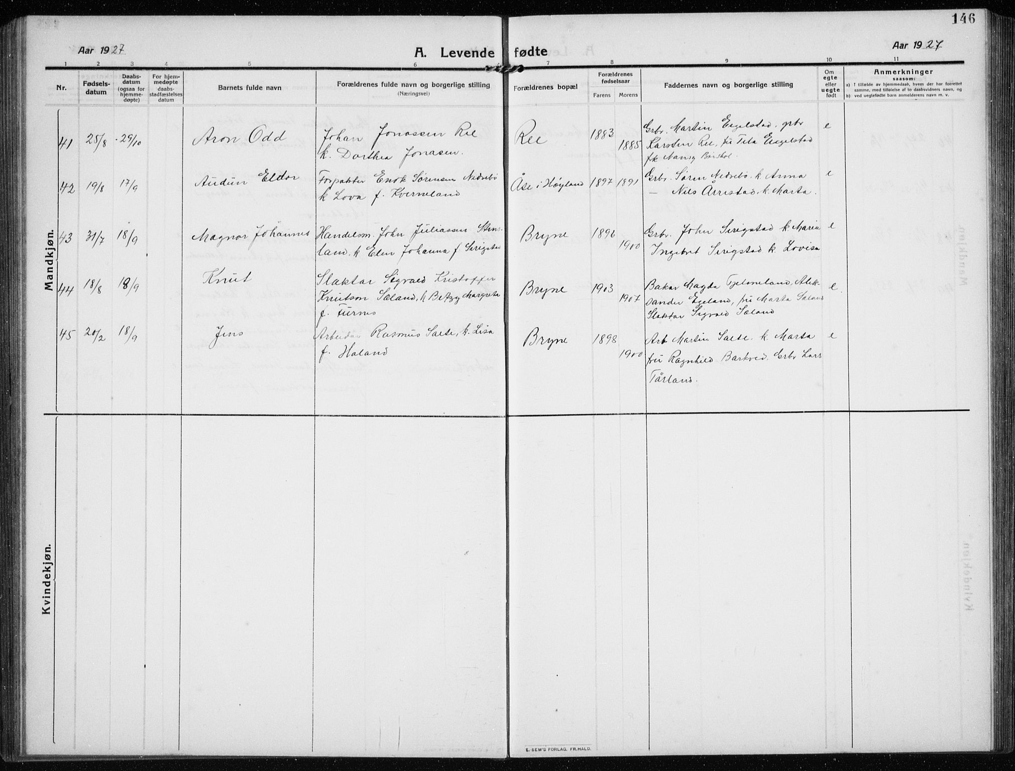 Time sokneprestkontor, AV/SAST-A-101795/001/30BB/L0001: Parish register (copy) no. B 1, 1910-1932, p. 146