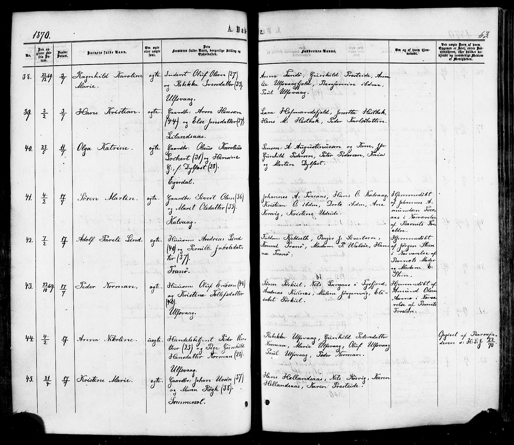 Ministerialprotokoller, klokkerbøker og fødselsregistre - Nordland, SAT/A-1459/859/L0845: Parish register (official) no. 859A05, 1863-1877, p. 63