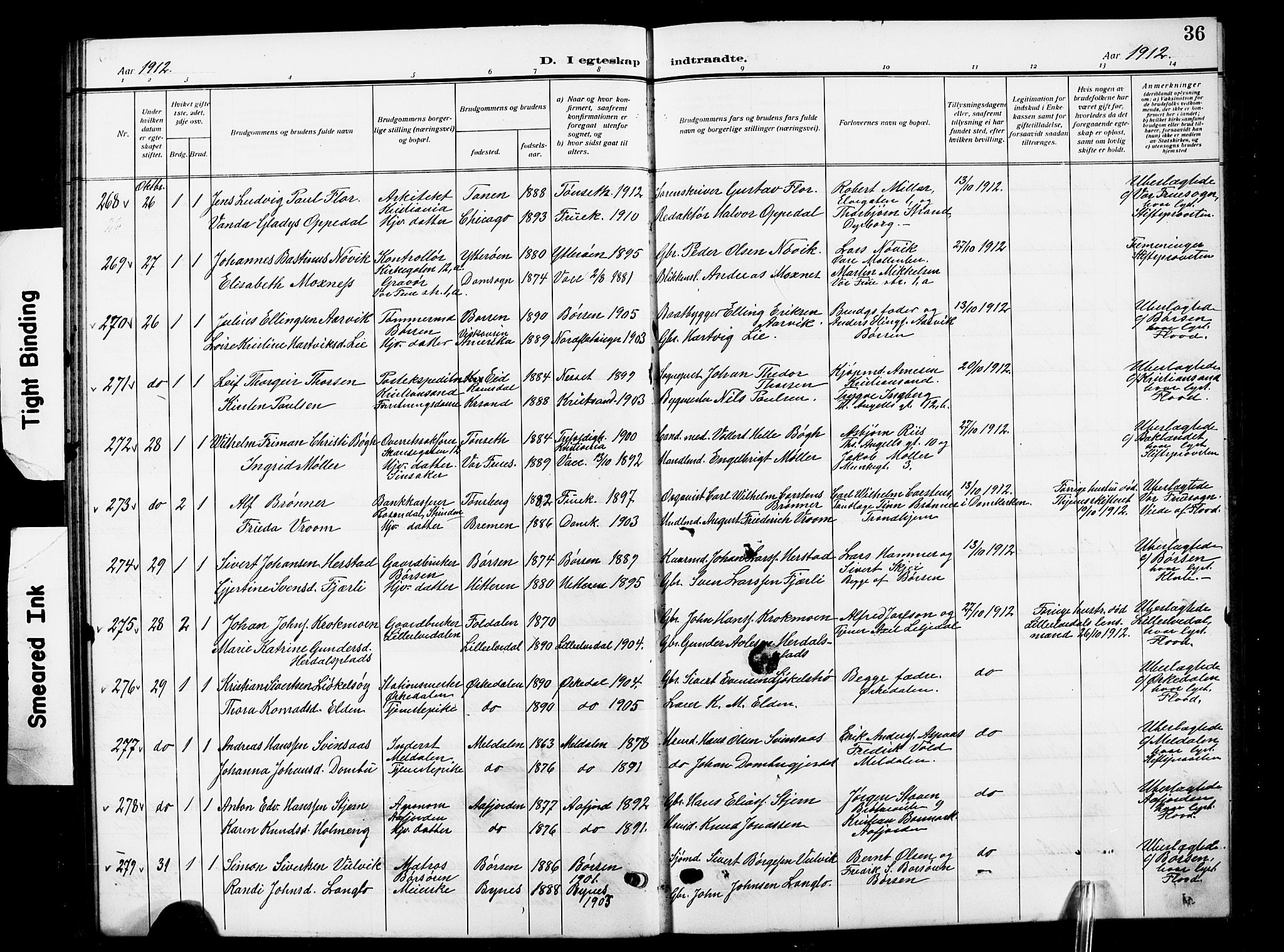 Ministerialprotokoller, klokkerbøker og fødselsregistre - Sør-Trøndelag, SAT/A-1456/601/L0097: Parish register (copy) no. 601C15, 1911-1921, p. 36