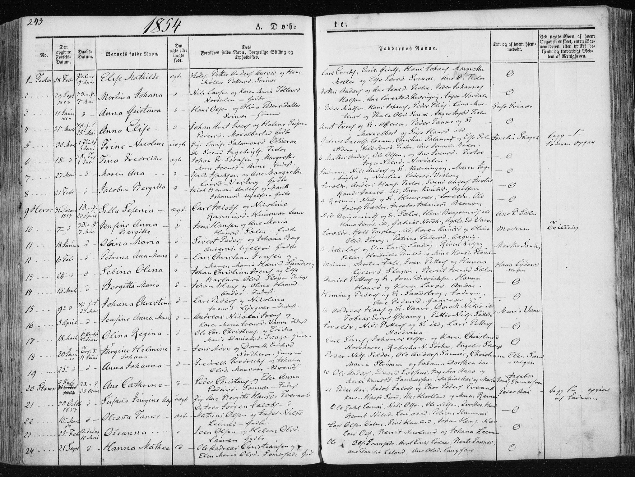 Ministerialprotokoller, klokkerbøker og fødselsregistre - Nordland, SAT/A-1459/830/L0446: Parish register (official) no. 830A10, 1831-1865, p. 243
