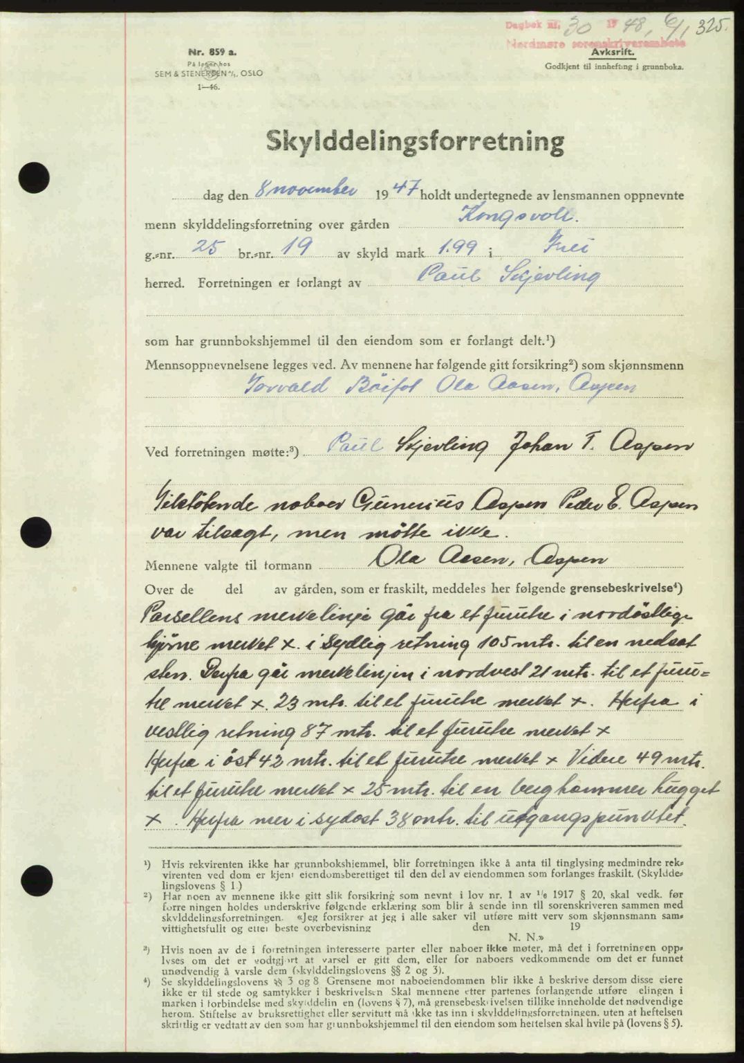 Nordmøre sorenskriveri, AV/SAT-A-4132/1/2/2Ca: Mortgage book no. A107, 1947-1948, Diary no: : 30/1948