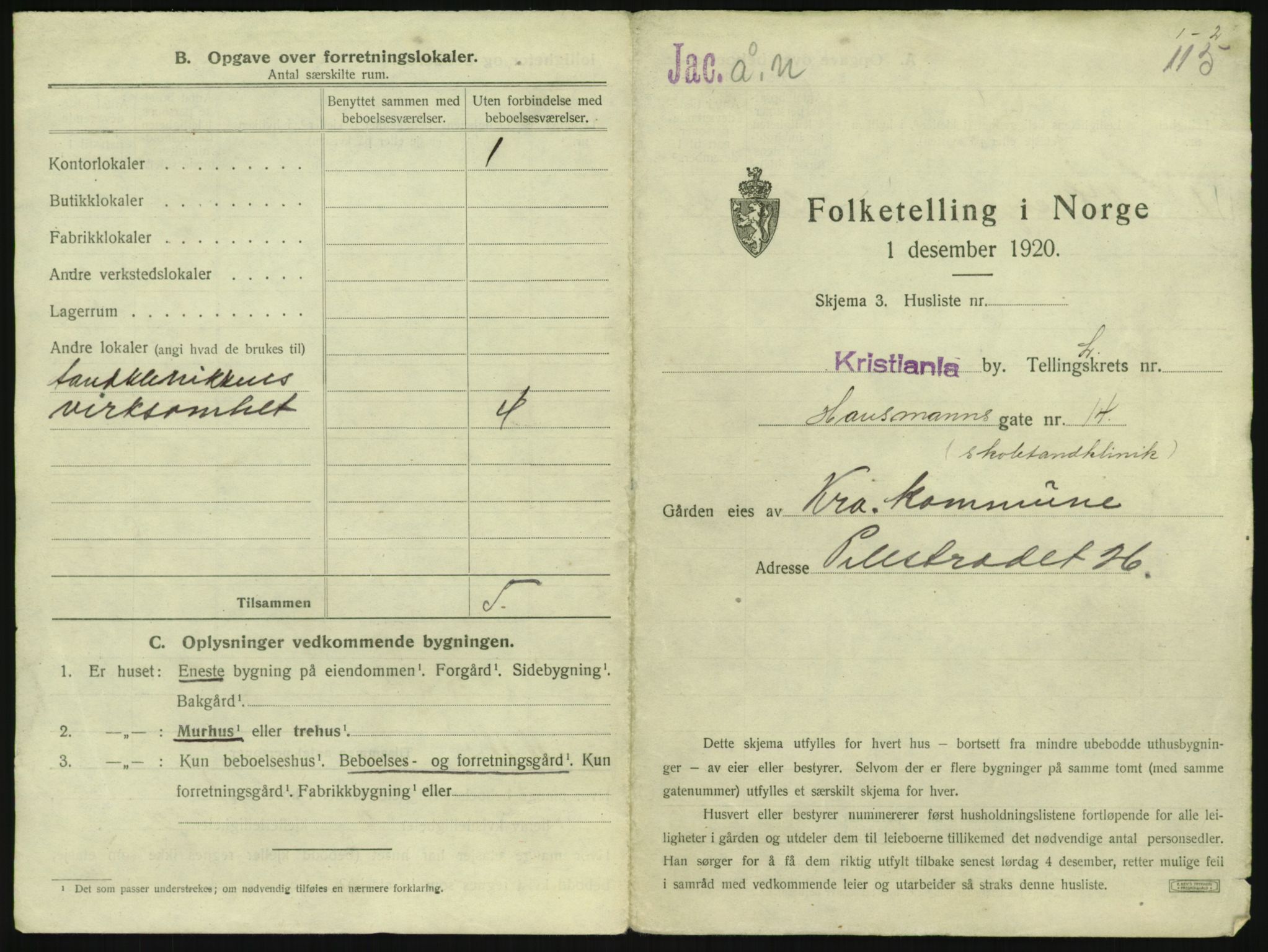 SAO, 1920 census for Kristiania, 1920, p. 35680