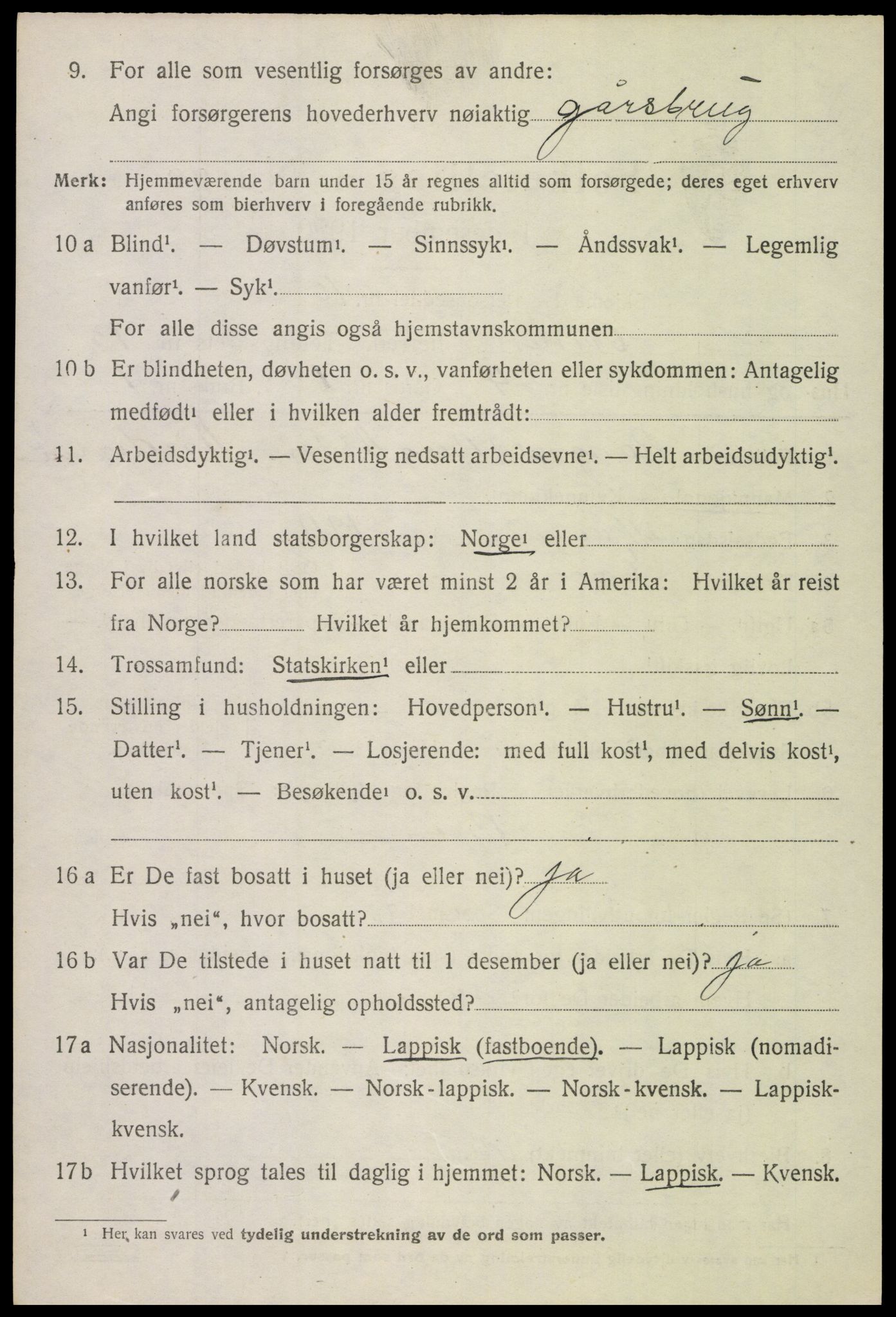 SAT, 1920 census for Evenes, 1920, p. 12195