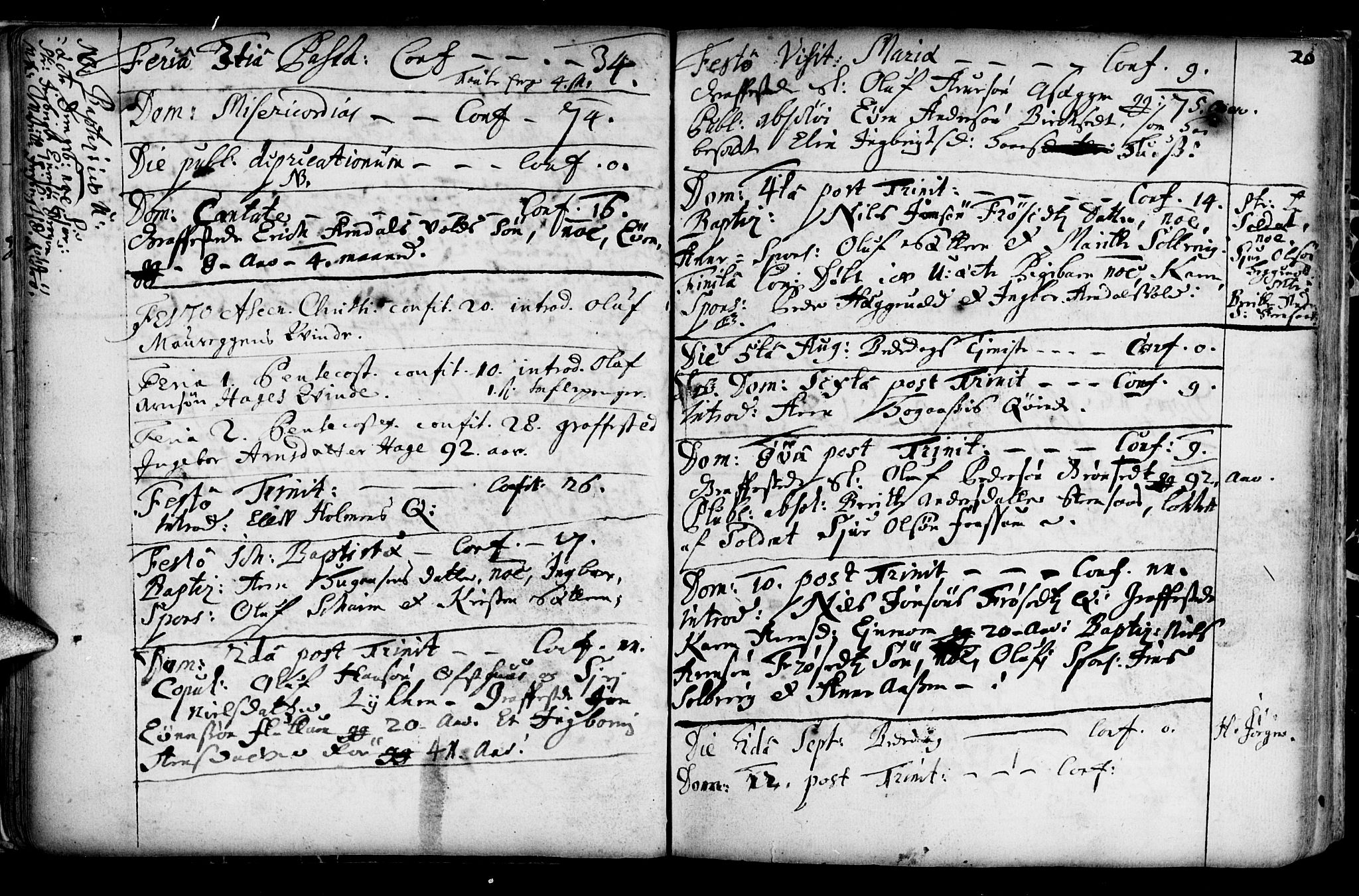 Ministerialprotokoller, klokkerbøker og fødselsregistre - Sør-Trøndelag, SAT/A-1456/689/L1036: Parish register (official) no. 689A01, 1696-1746, p. 20