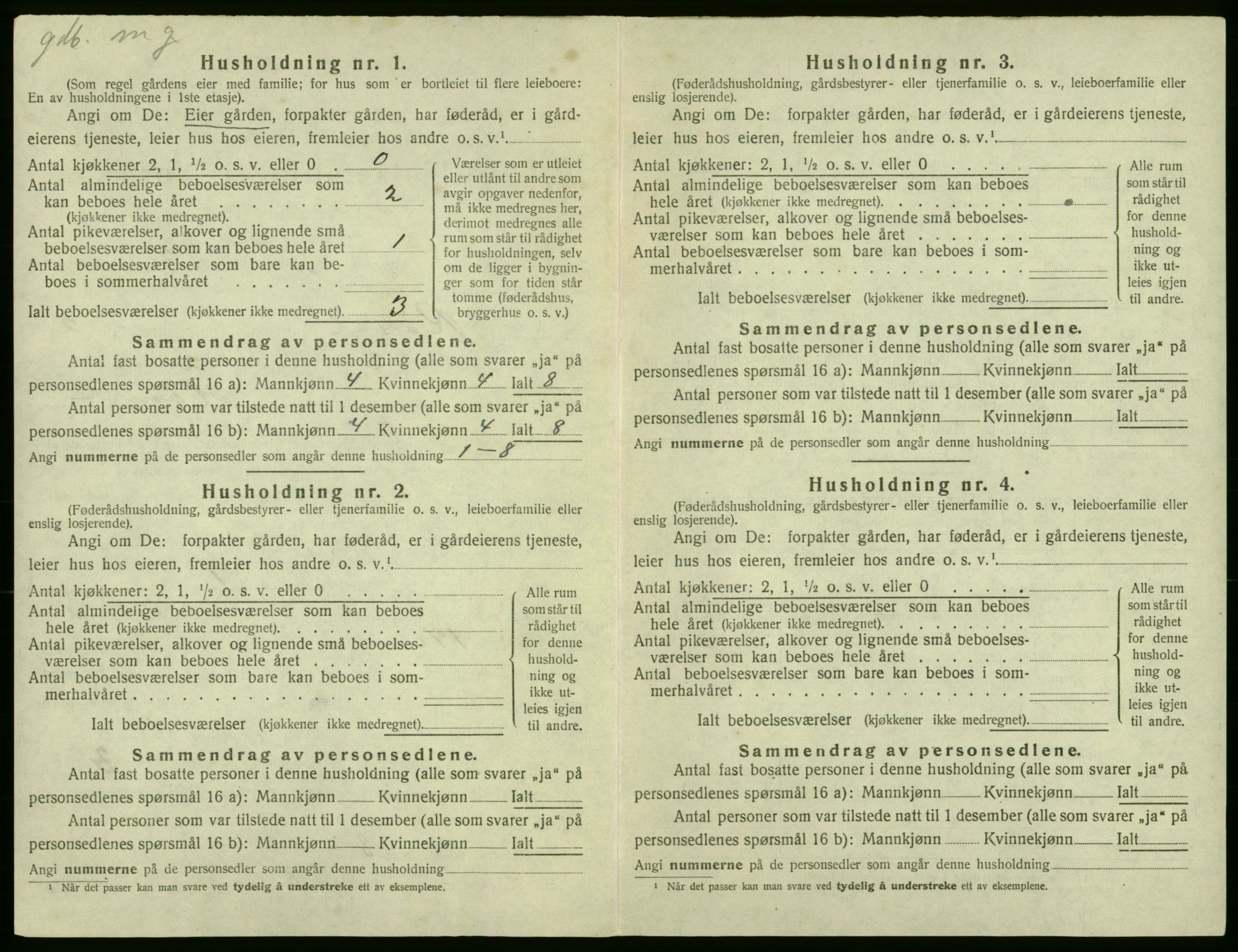 SAB, 1920 census for Røldal, 1920, p. 99