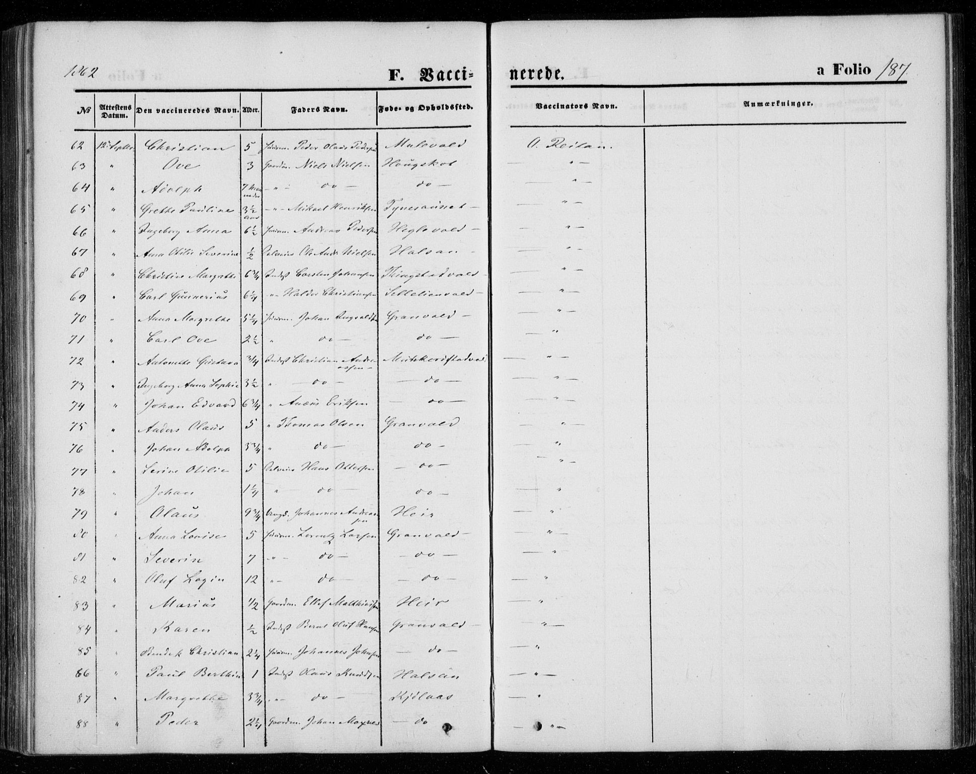 Ministerialprotokoller, klokkerbøker og fødselsregistre - Nord-Trøndelag, AV/SAT-A-1458/720/L0184: Parish register (official) no. 720A02 /1, 1855-1863, p. 187