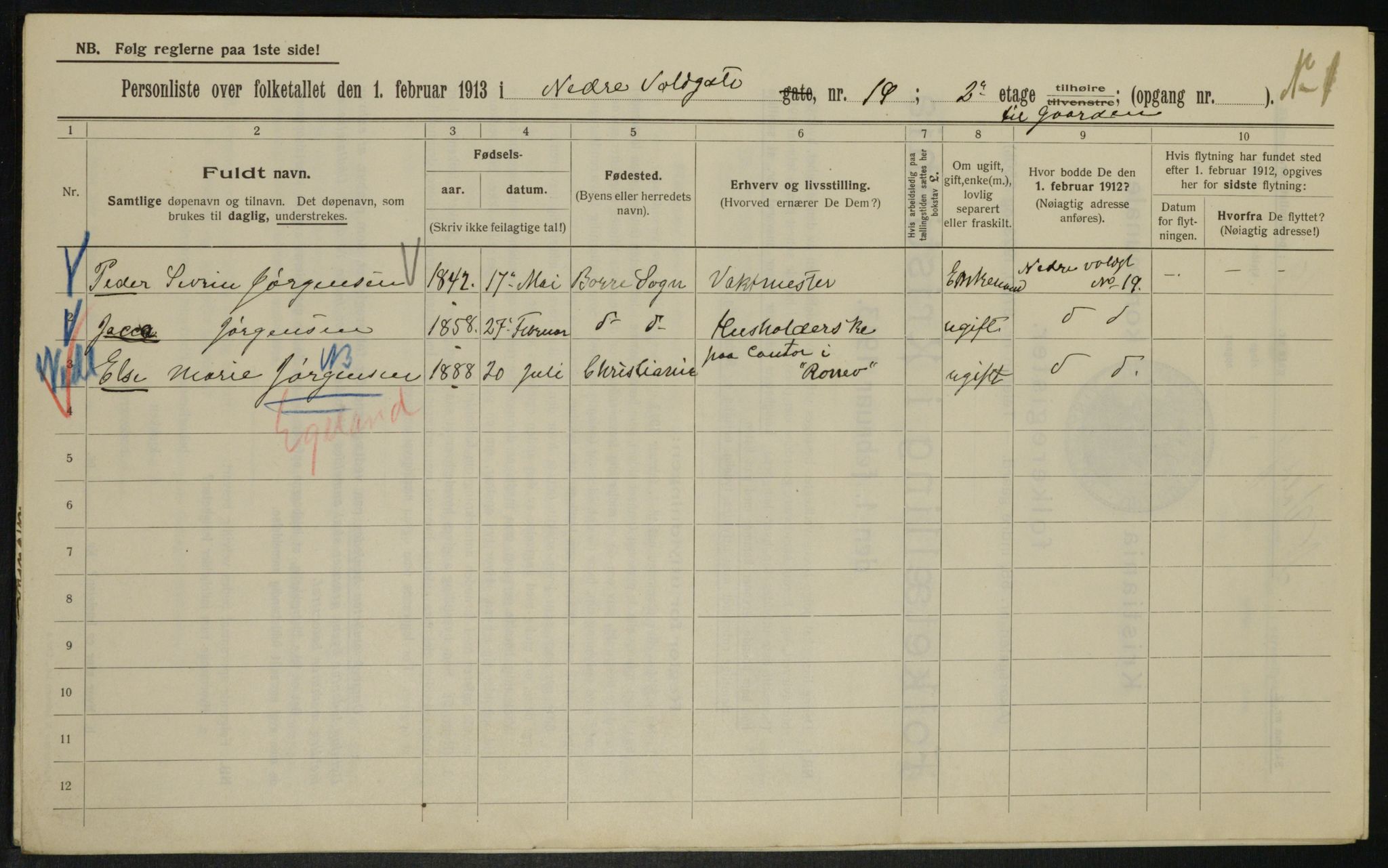 OBA, Municipal Census 1913 for Kristiania, 1913, p. 69582