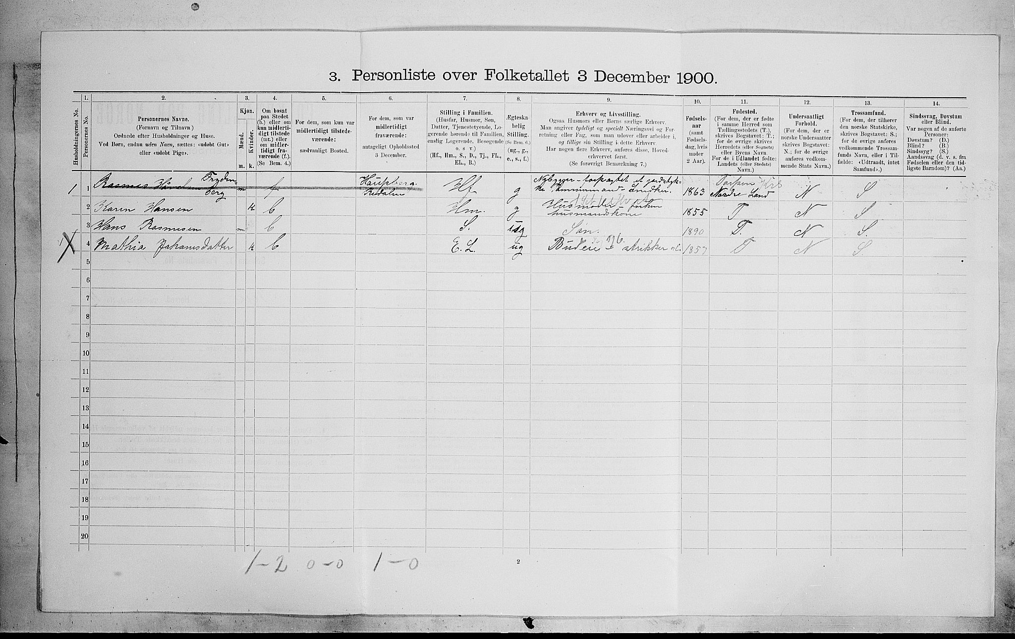 SAH, 1900 census for Biri, 1900, p. 1373